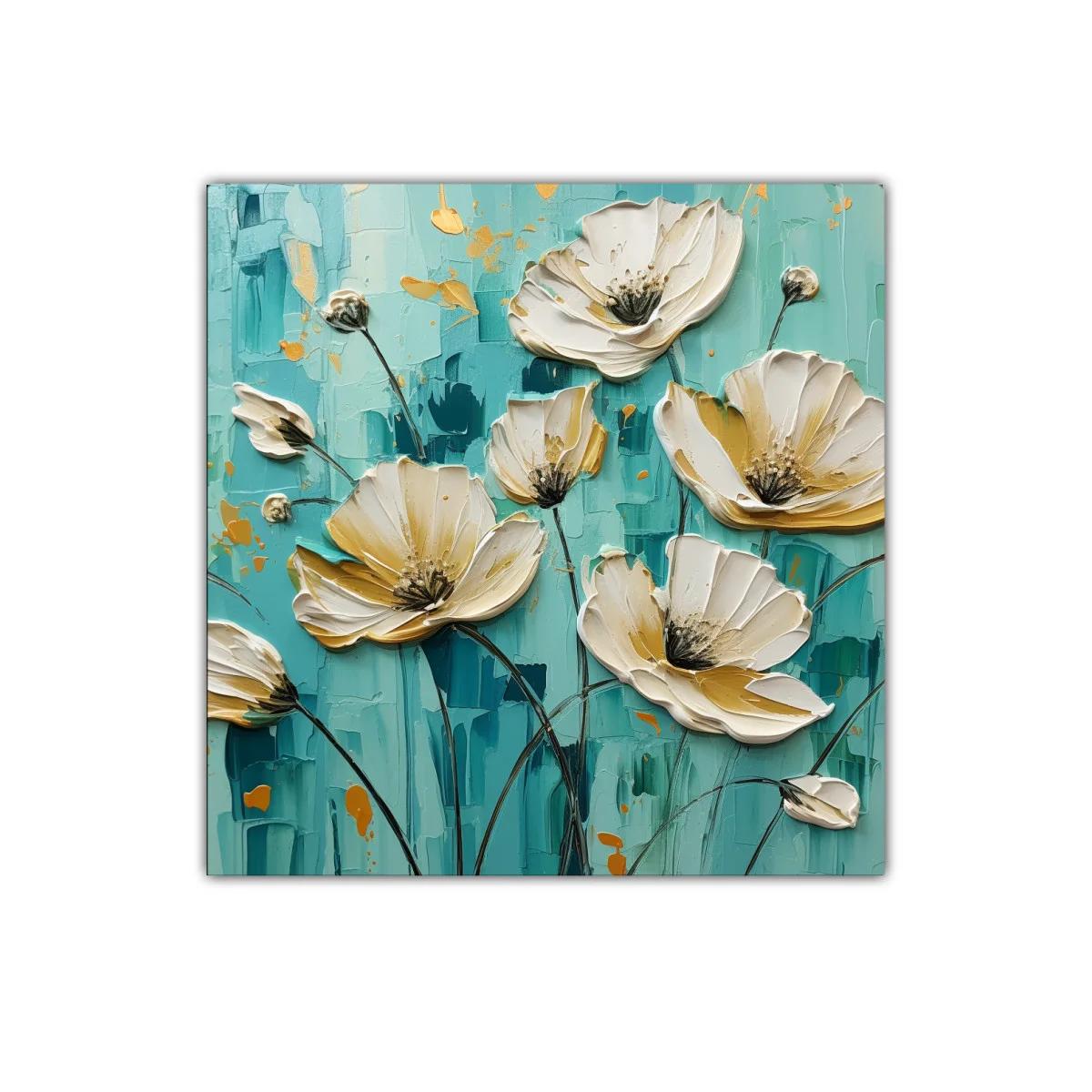 Flores en tonos turquesa y dorado para decorar tu espacio