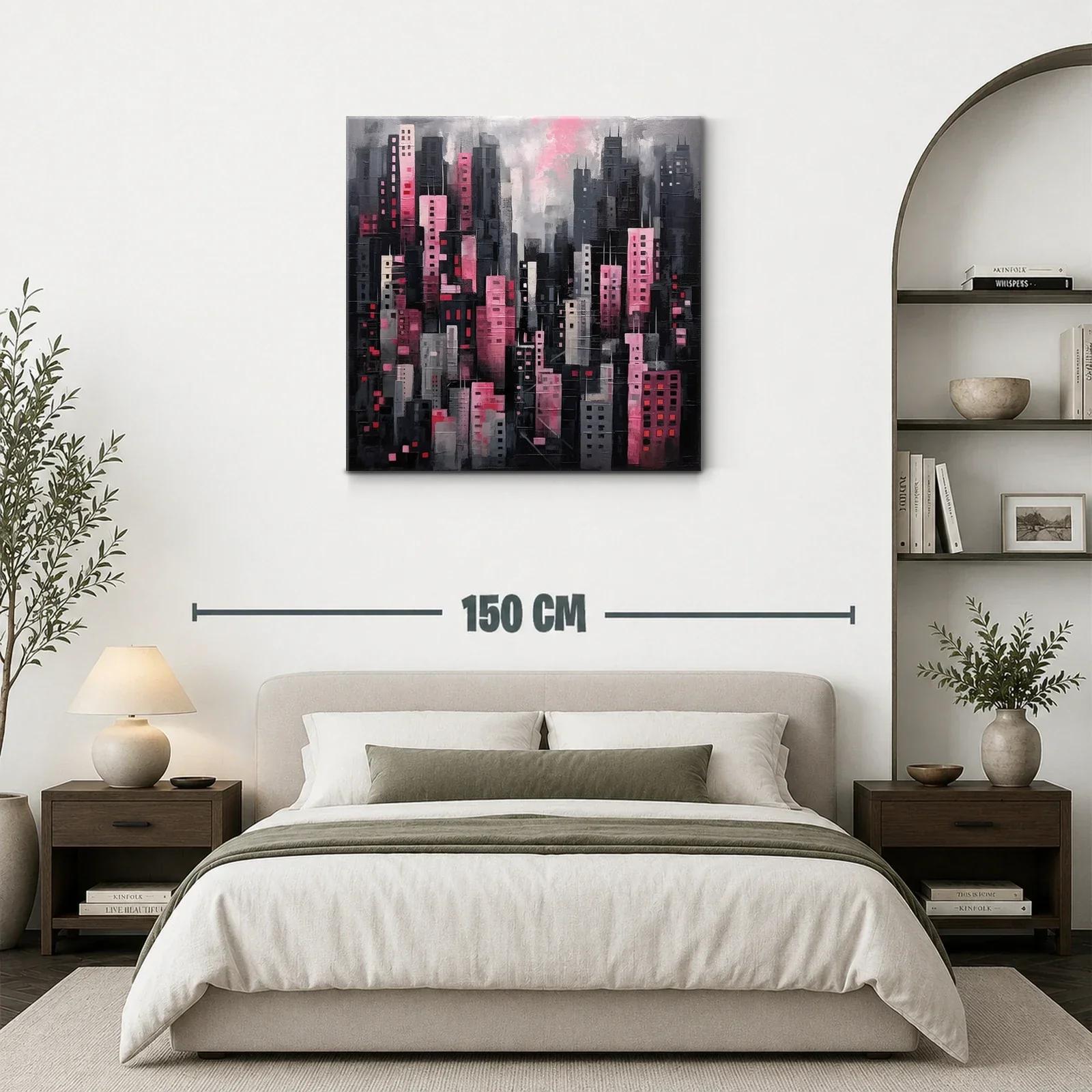 Ciudad nocturna en tonos rosas y grises modernos — miniatura 3