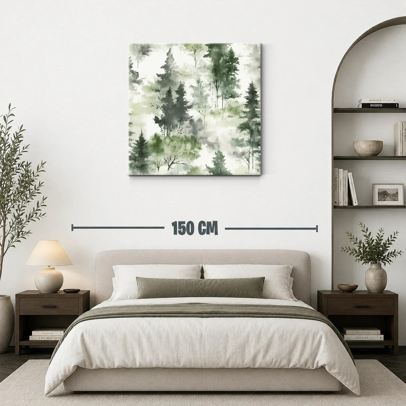 Tranquilo bosque en tonos verdes y grises suaves — miniatura 3
