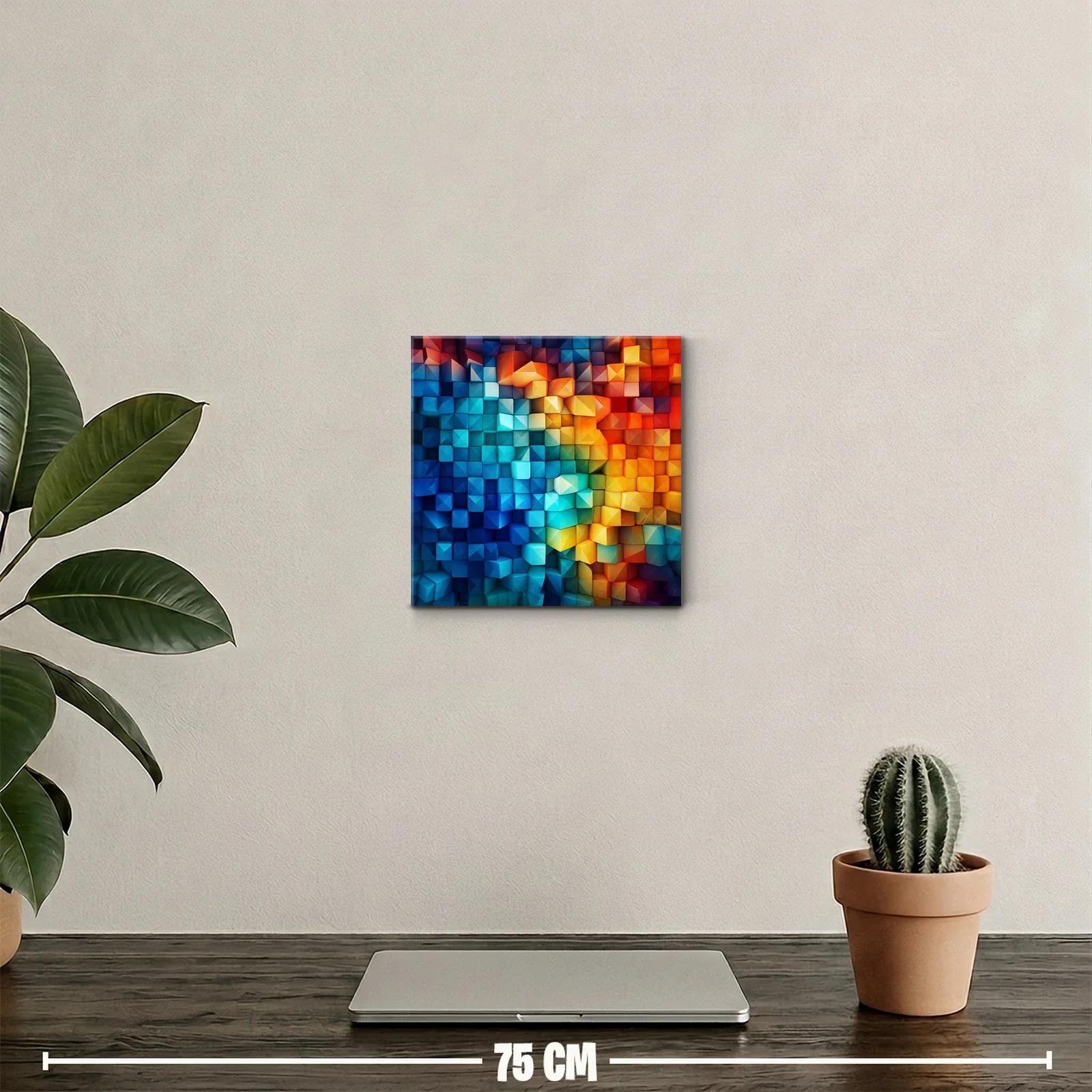 Decorativo cuadro abstracto en bloques de color vibrante — miniatura 2