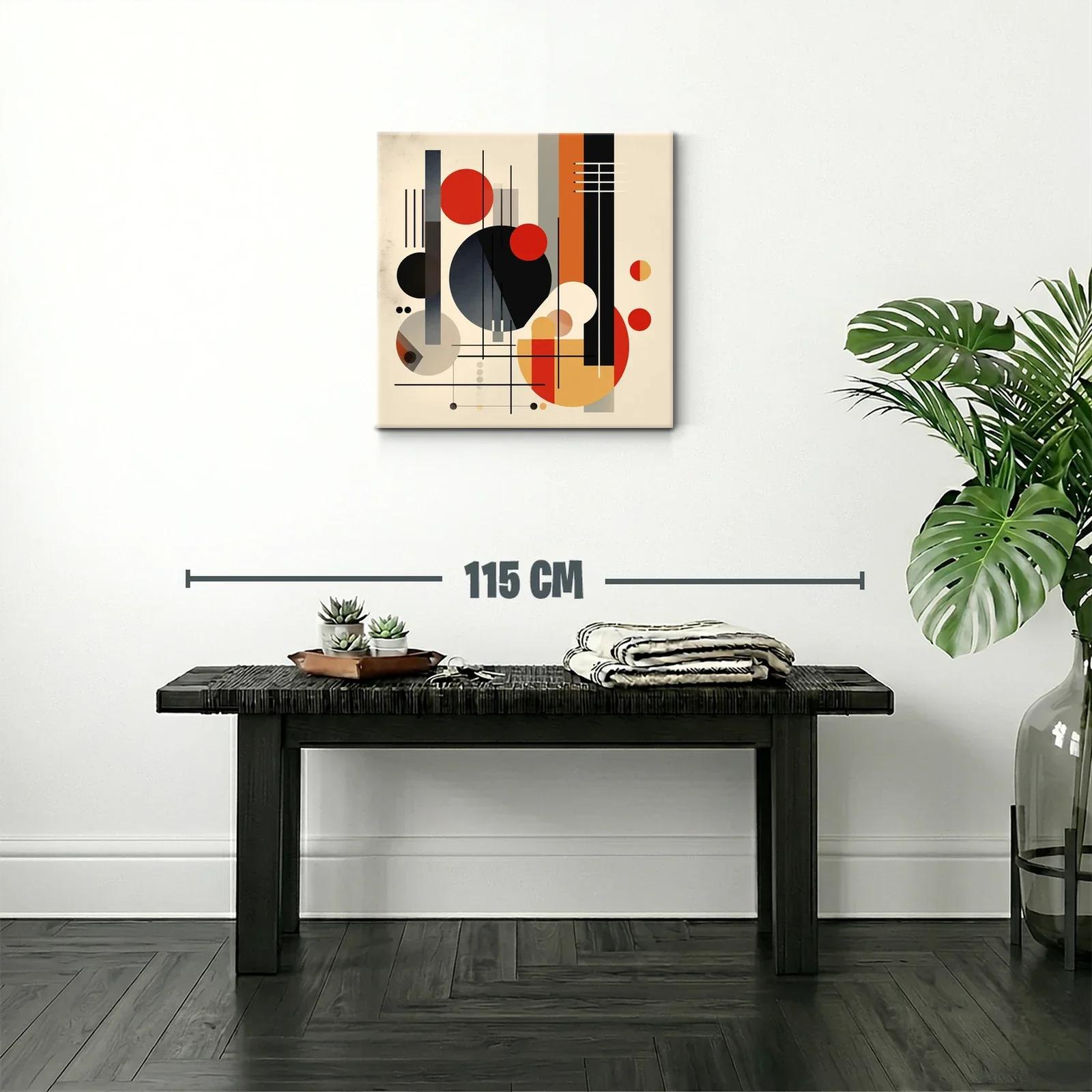 Composición abstracta con formas geométricas en tonos cálidos y negros — miniatura 2