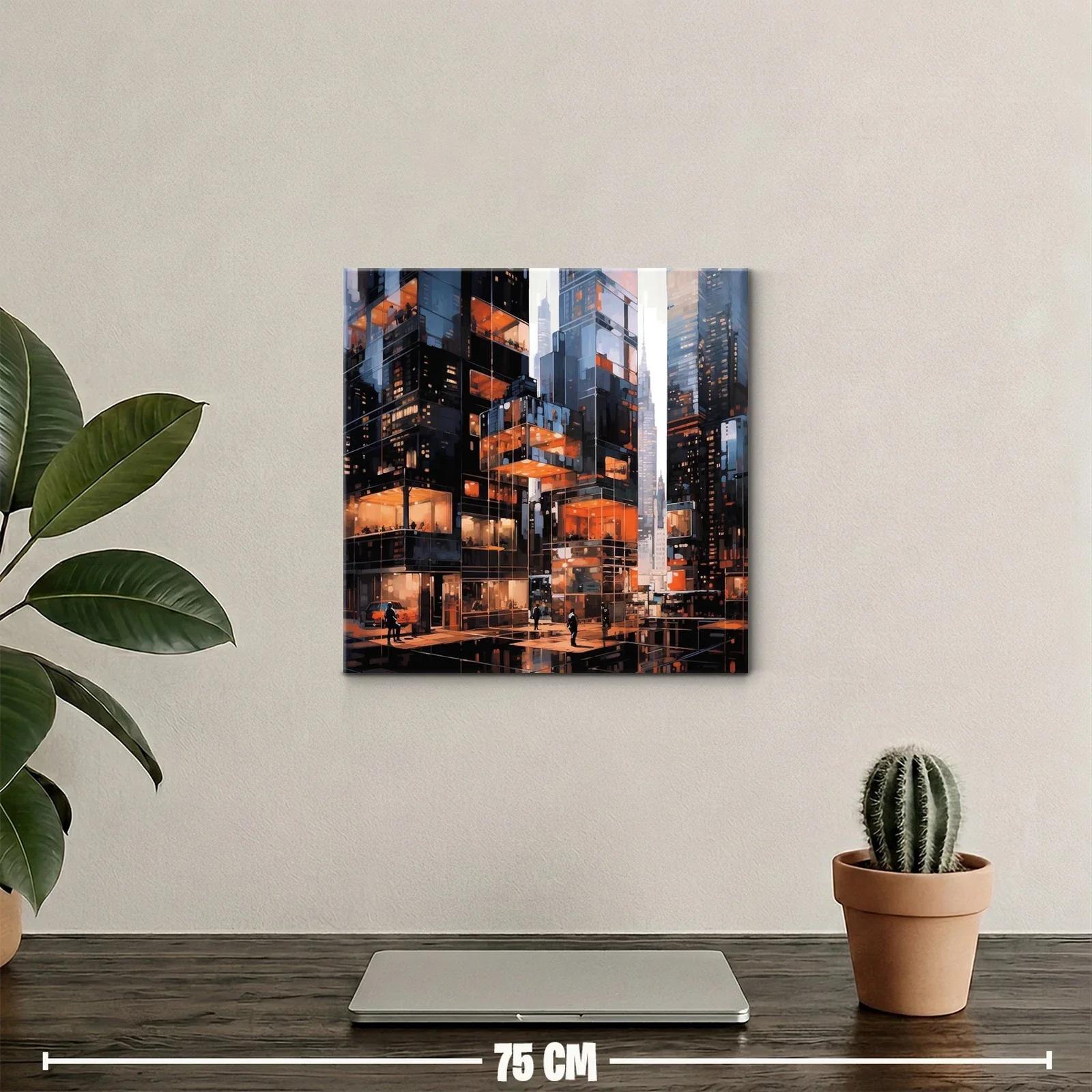 Ciudad iluminada con arquitectura moderna y reflejos urbanos — miniatura 2