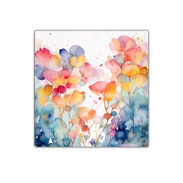 Cuadro decorativo con flores en acuarela colorida y suave