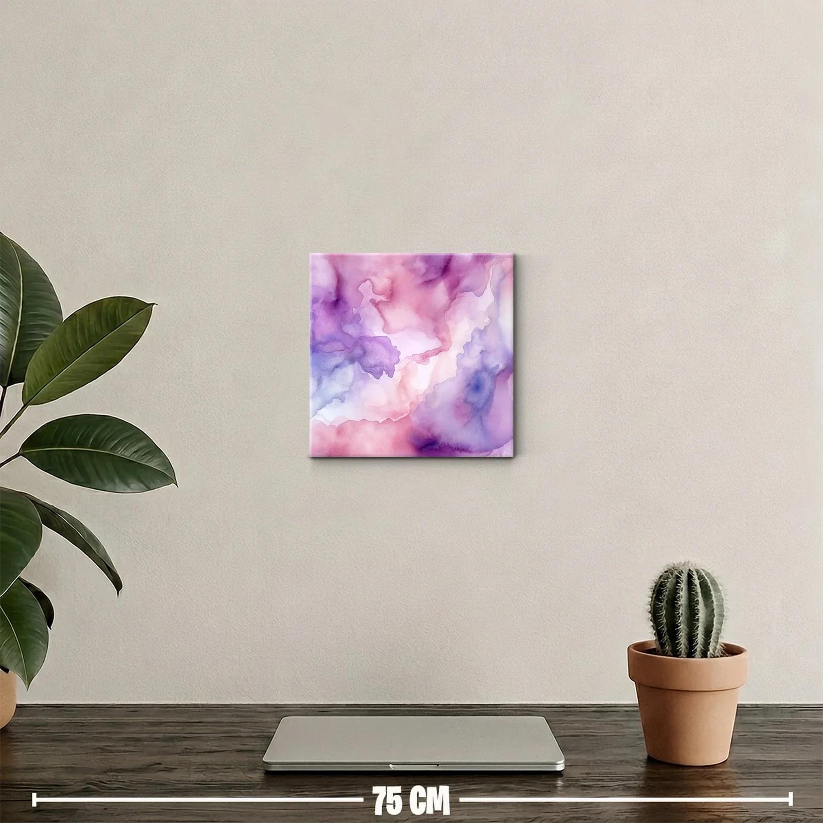 Cuadro abstracto en tonos suaves de morado y rosa — miniatura 2