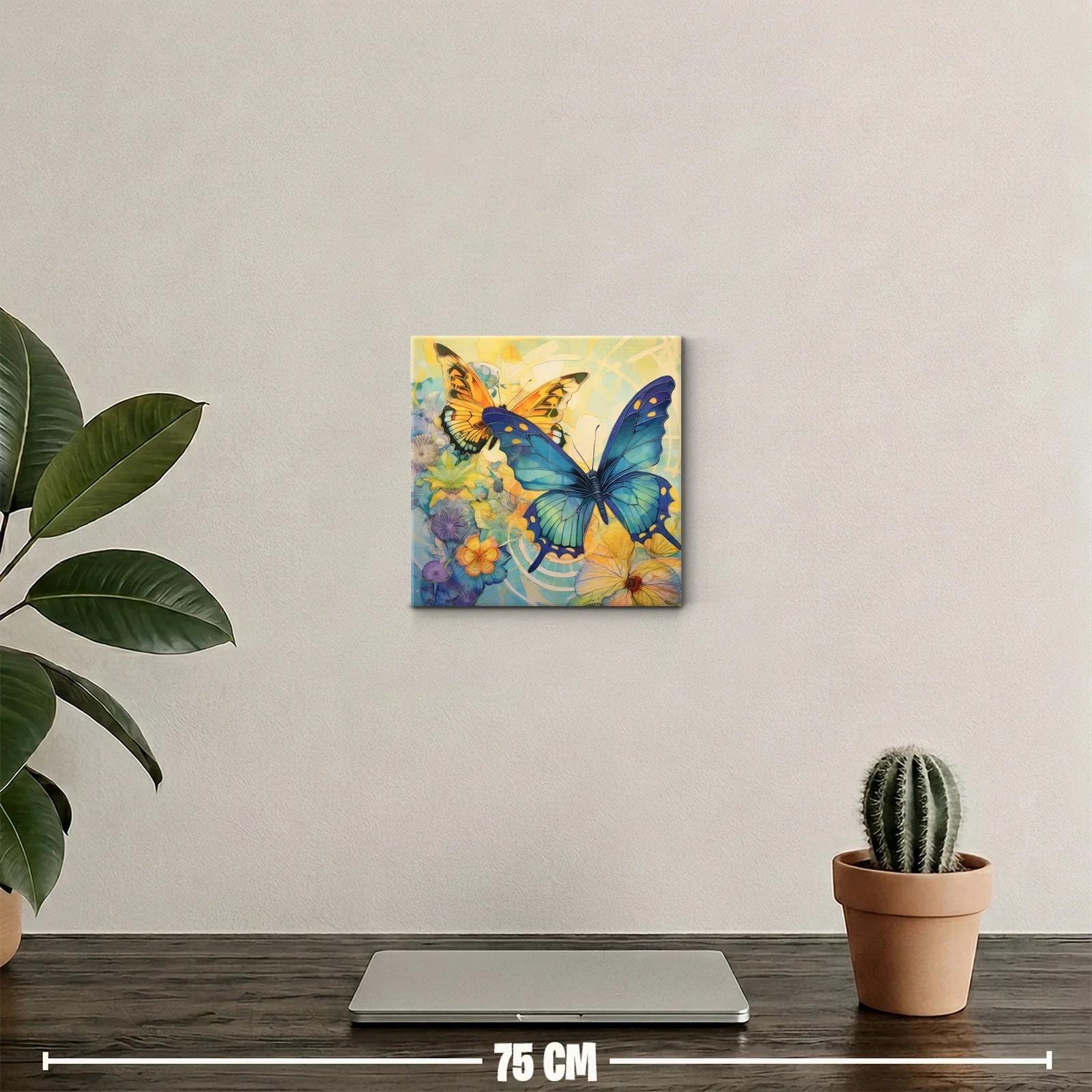 Mariposas vibrantes sobre fondo floral abstracto — miniatura 2