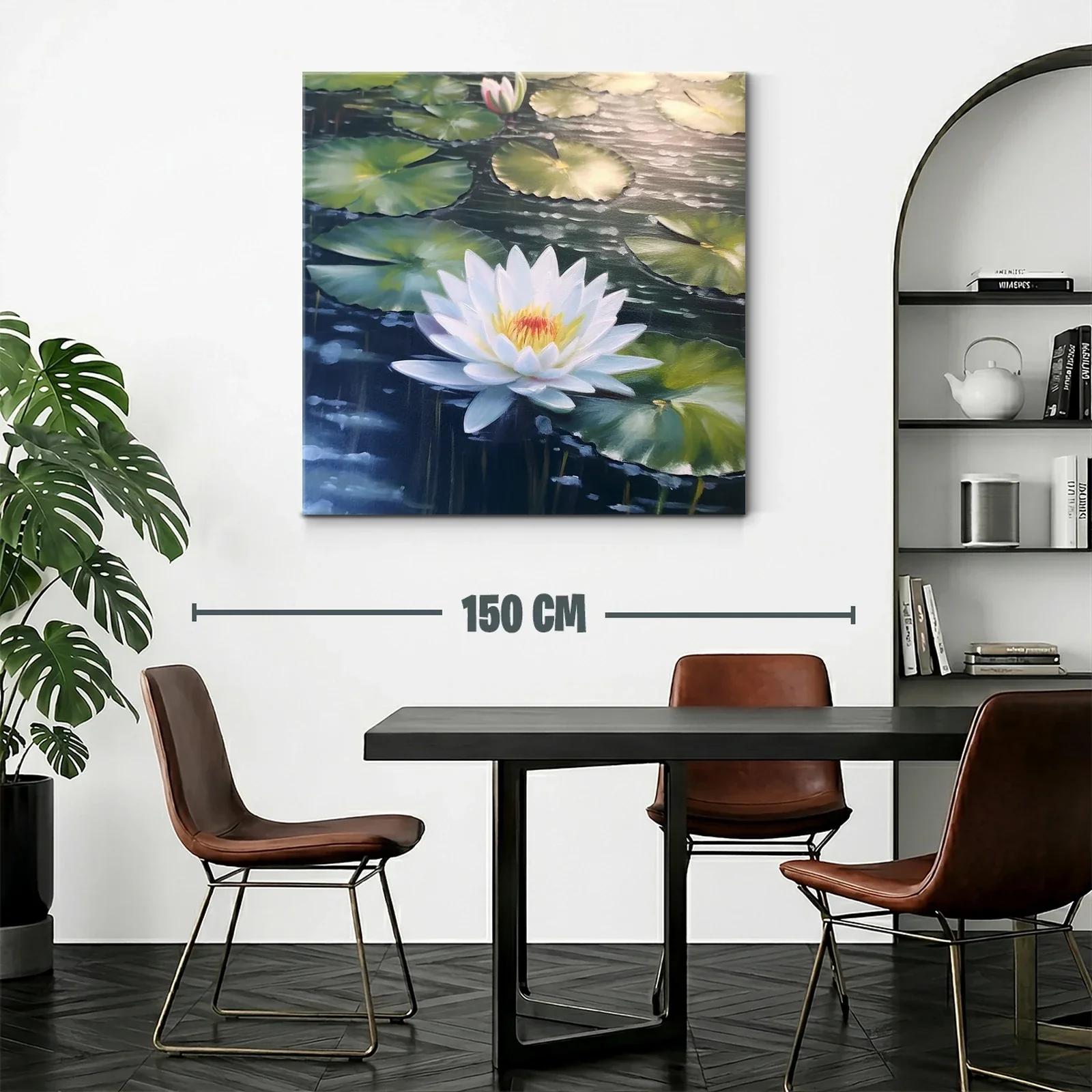 Flor de loto blanca en estanque sereno y natural — miniatura 2