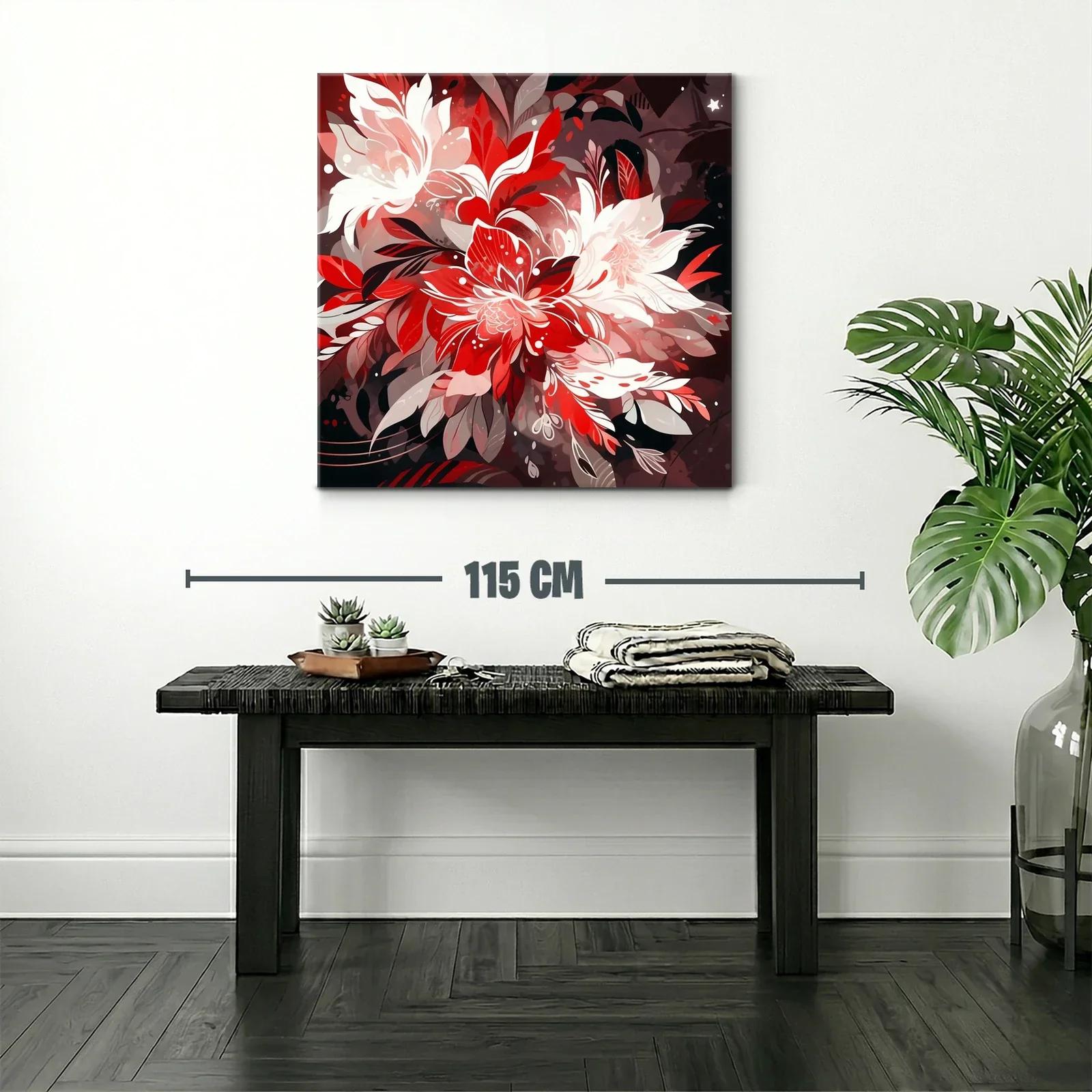 Arte floral en tonos rojos intensos y neutrales cálidos — miniatura 2