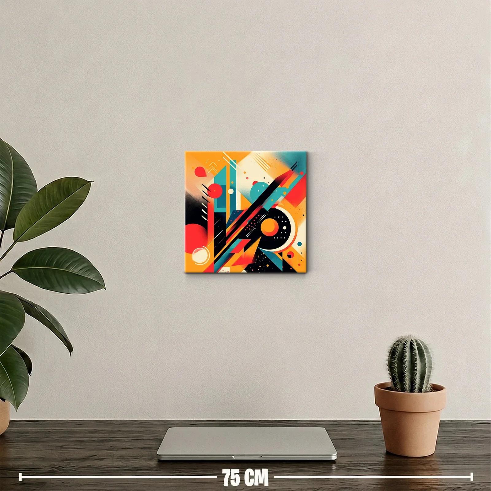 Composición abstracta en naranja rojo y turquesa vibrante — miniatura 2
