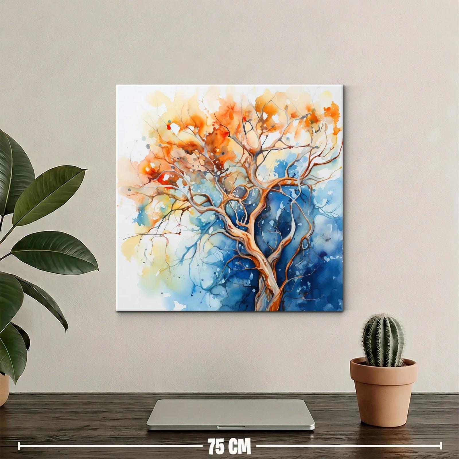 Árbol vibrante en tonos cálidos y fríos contrastantes — miniatura 2