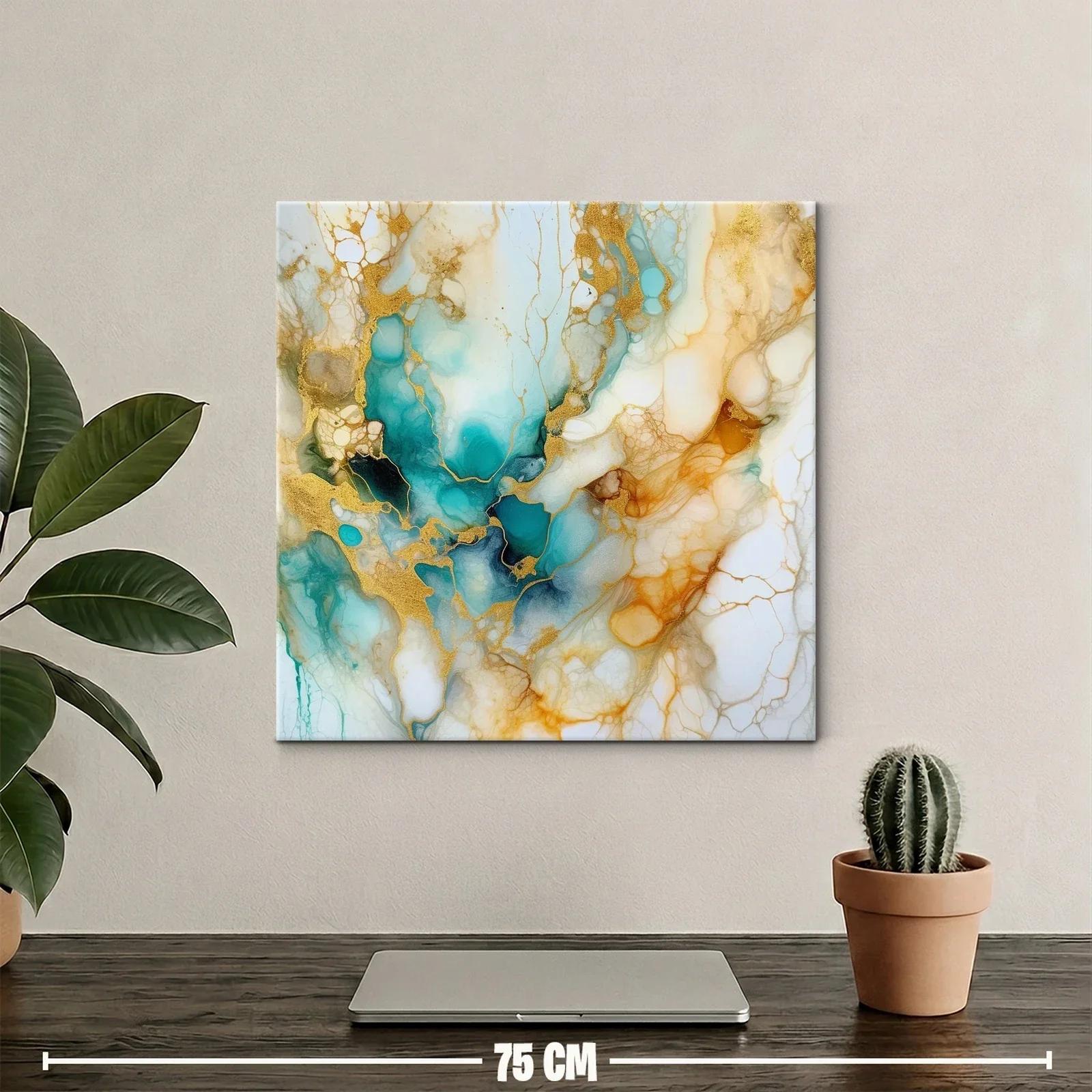 Composición abstracta en azul, dorado y tonos tierra suaves — miniatura 2