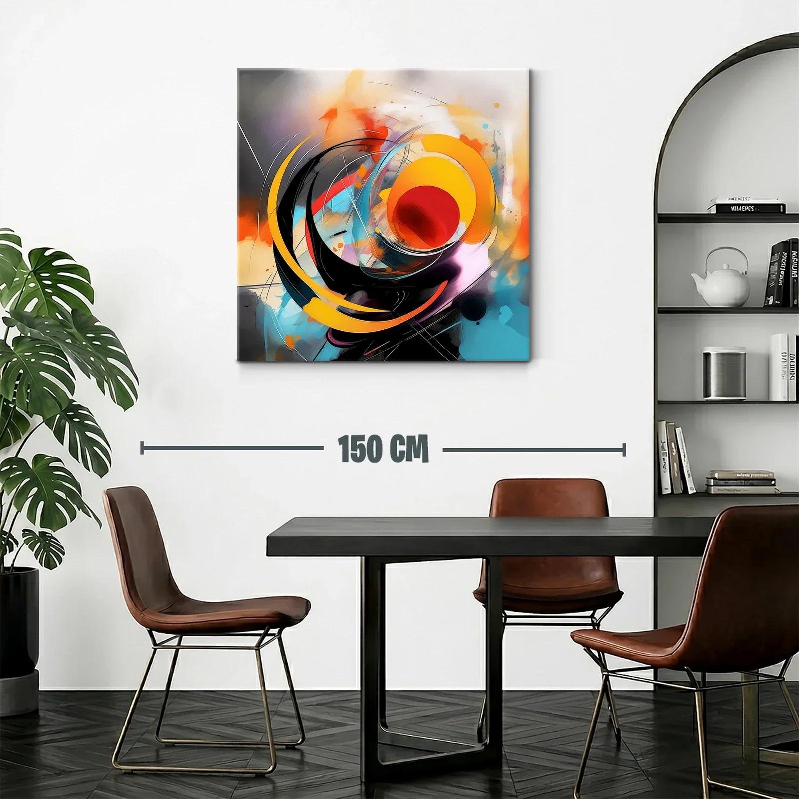 Cuadro abstracto en vibrantes tonos cálidos y fríos — miniatura 2