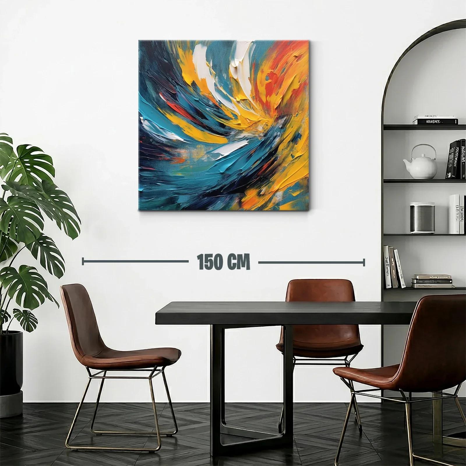 Cuadro abstracto con energéticos toques amarillos y azules — miniatura 2