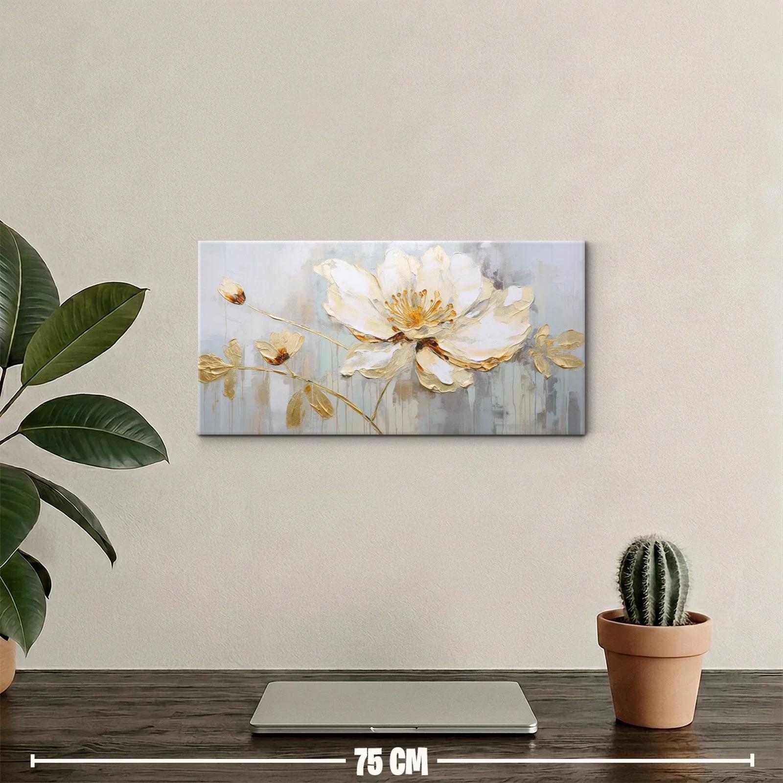 Cuadro magnolia blanca con capullos y detalles dorados — miniatura 2