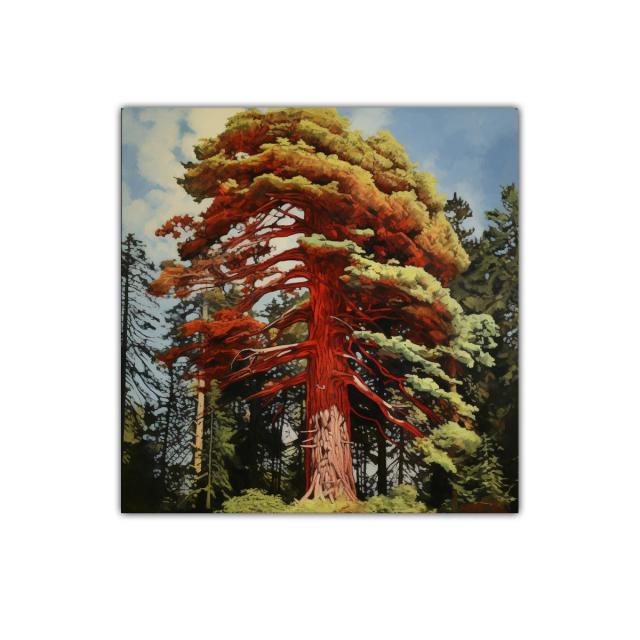 Imponente árbol rojo en bosque natural vibrante