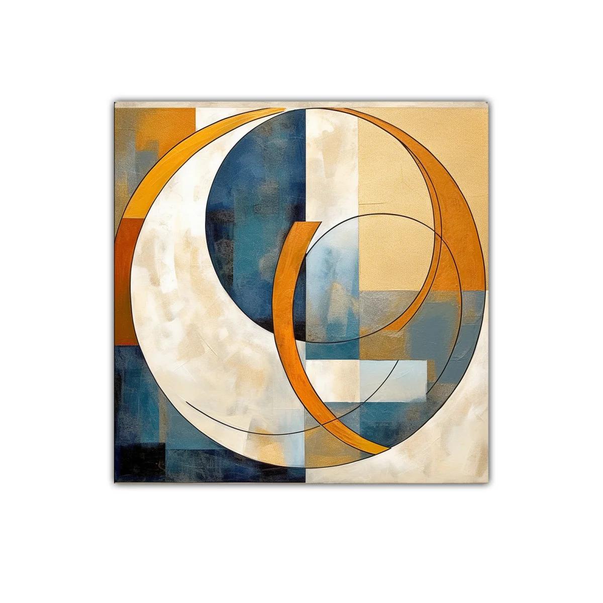 Cuadro abstracto con formas circulares y tonos cálidos — imagen principal