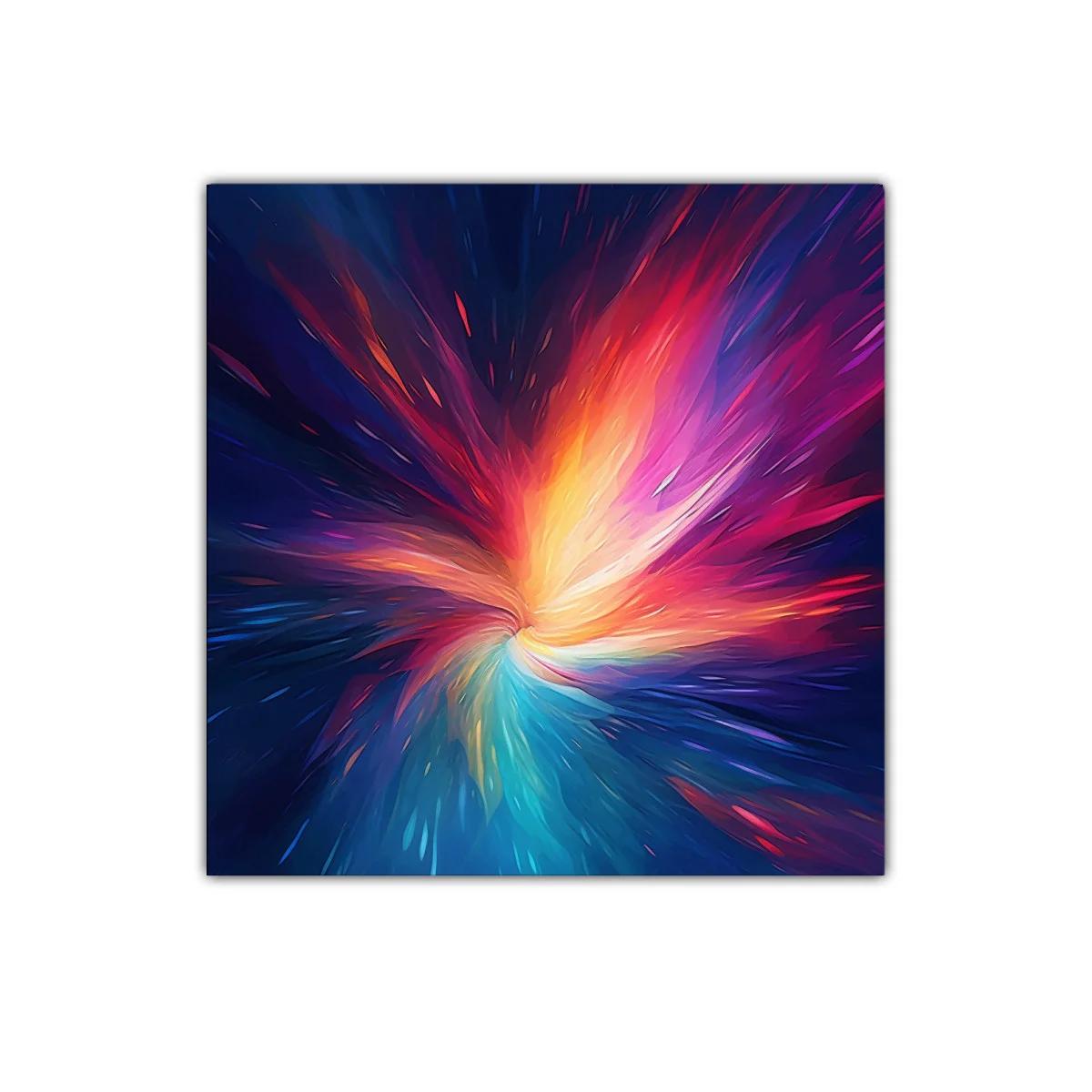 Cuadro abstracto con explosión de color y energía vibrante
