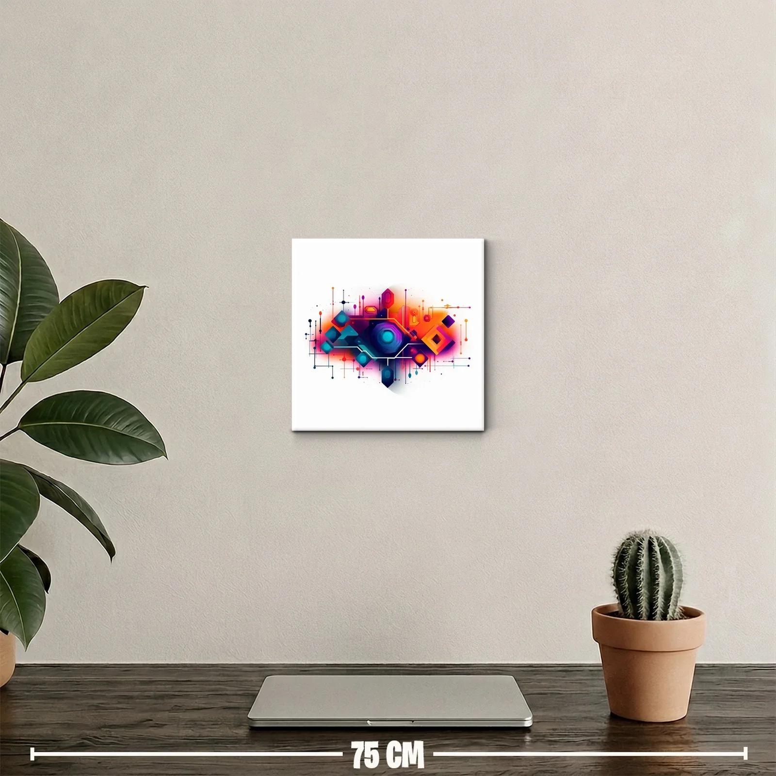 Diseño abstracto geométrico con vibrantes colores cálidos y fríos — miniatura 2