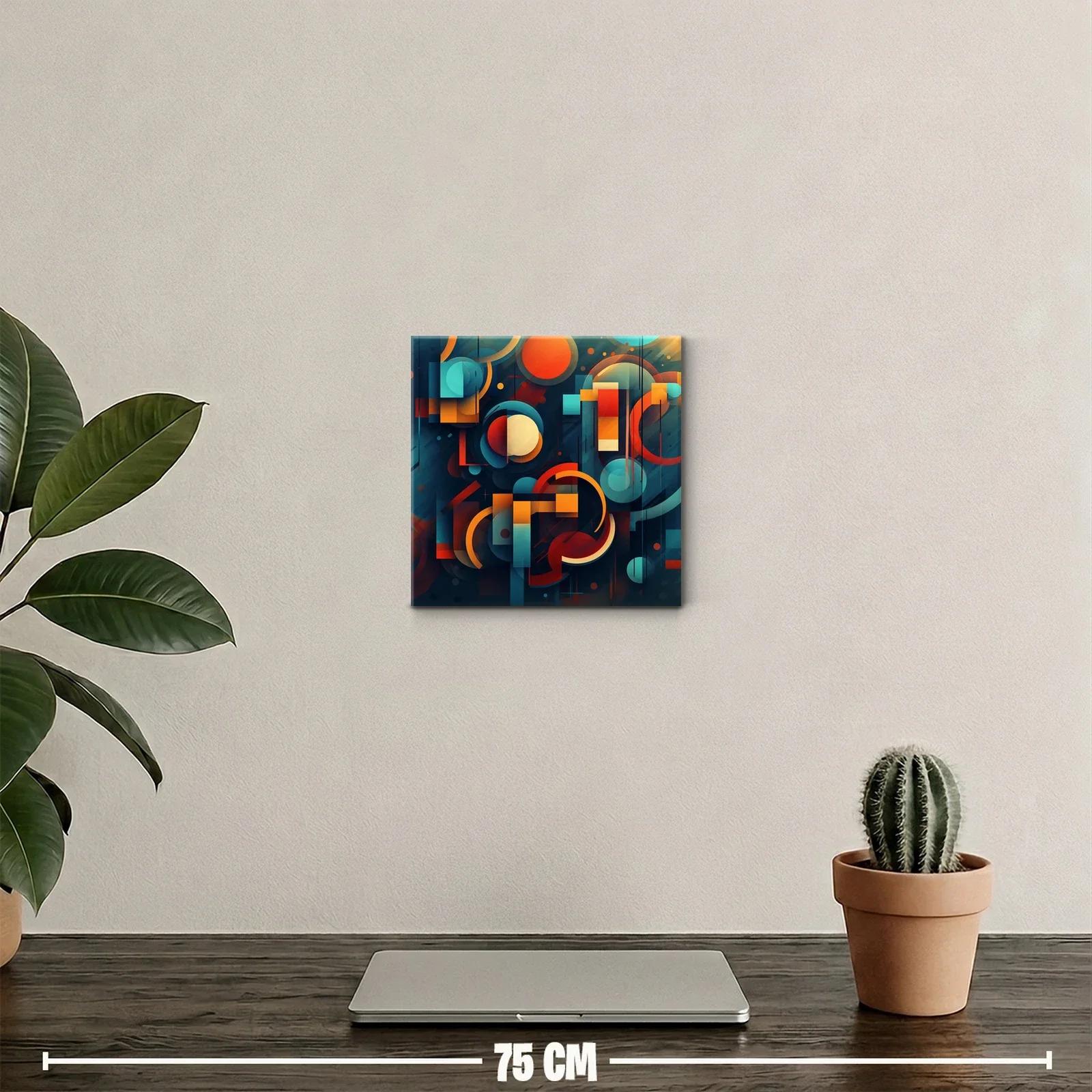 Composición geométrica en tonos cálidos y fríos contrastantes — miniatura 2