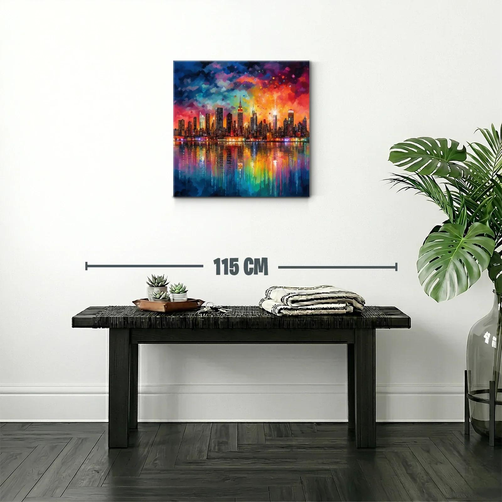 Atardecer vibrante reflejado sobre la ciudad iluminada — miniatura 2