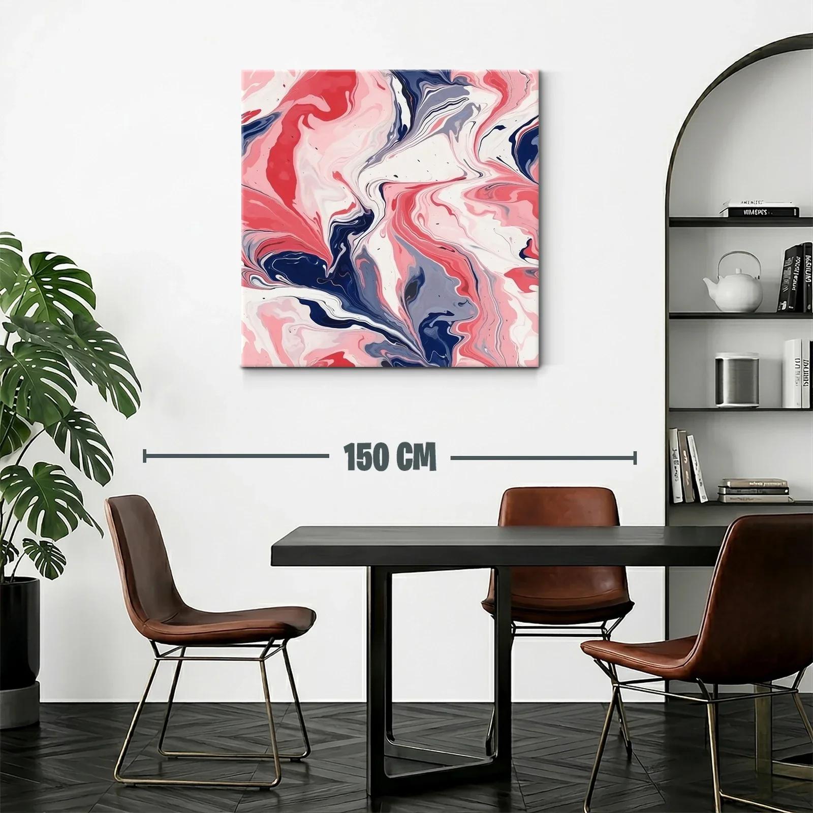 Cuadro abstracto con fluidas formas en tonos rosa y azul — miniatura 2