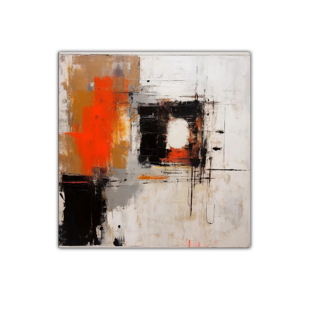 Cuadro decorativo abstracto en tonos cálidos y contrastes intensos