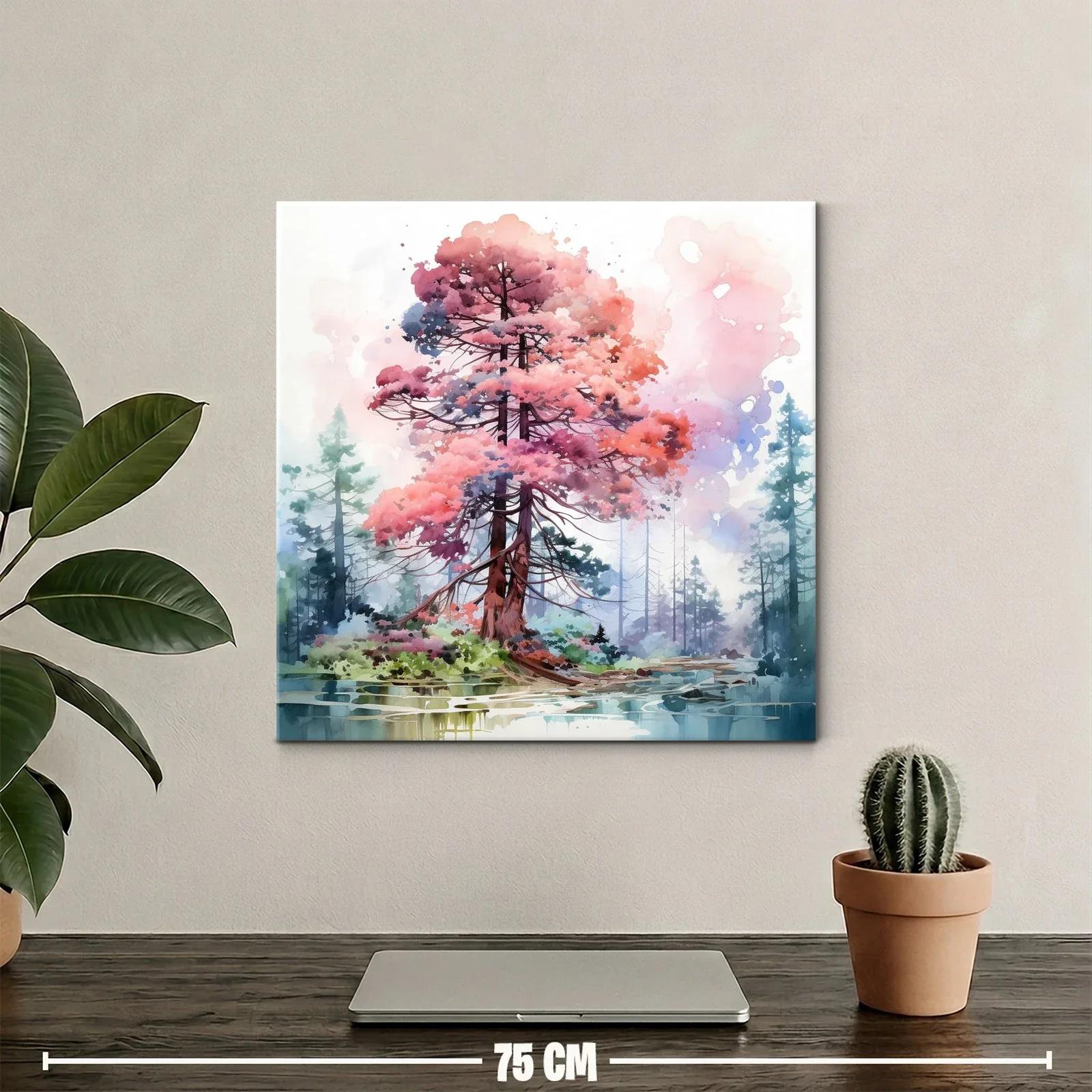Árbol en tonos rosa y azul en paisaje sereno — miniatura 2