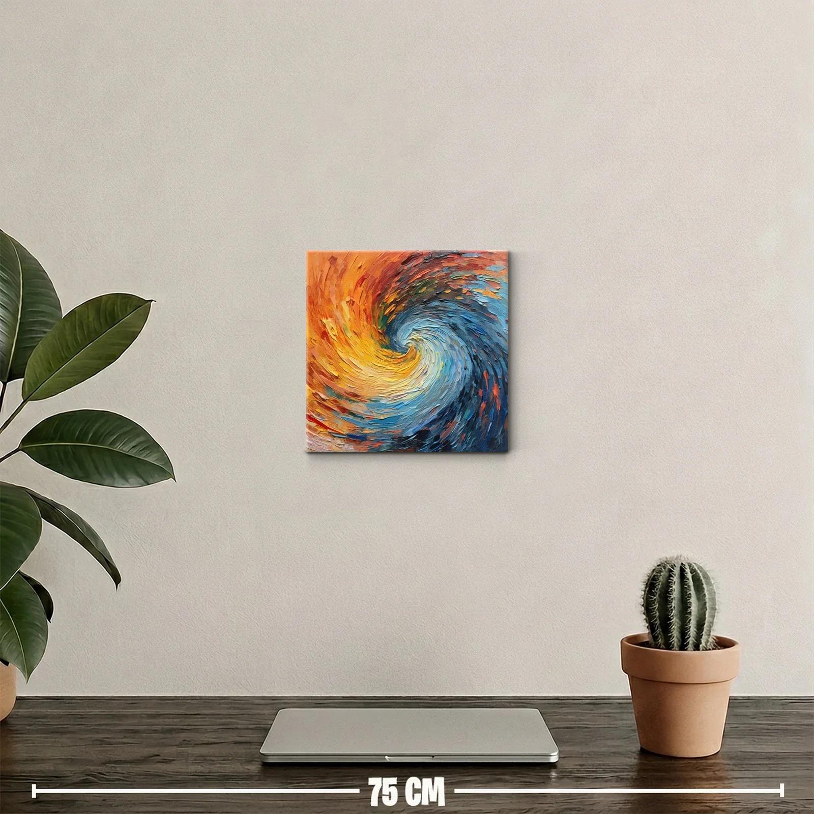 Cuadro decorativo espiral vibrante en tonos cálidos y fríos — miniatura 2