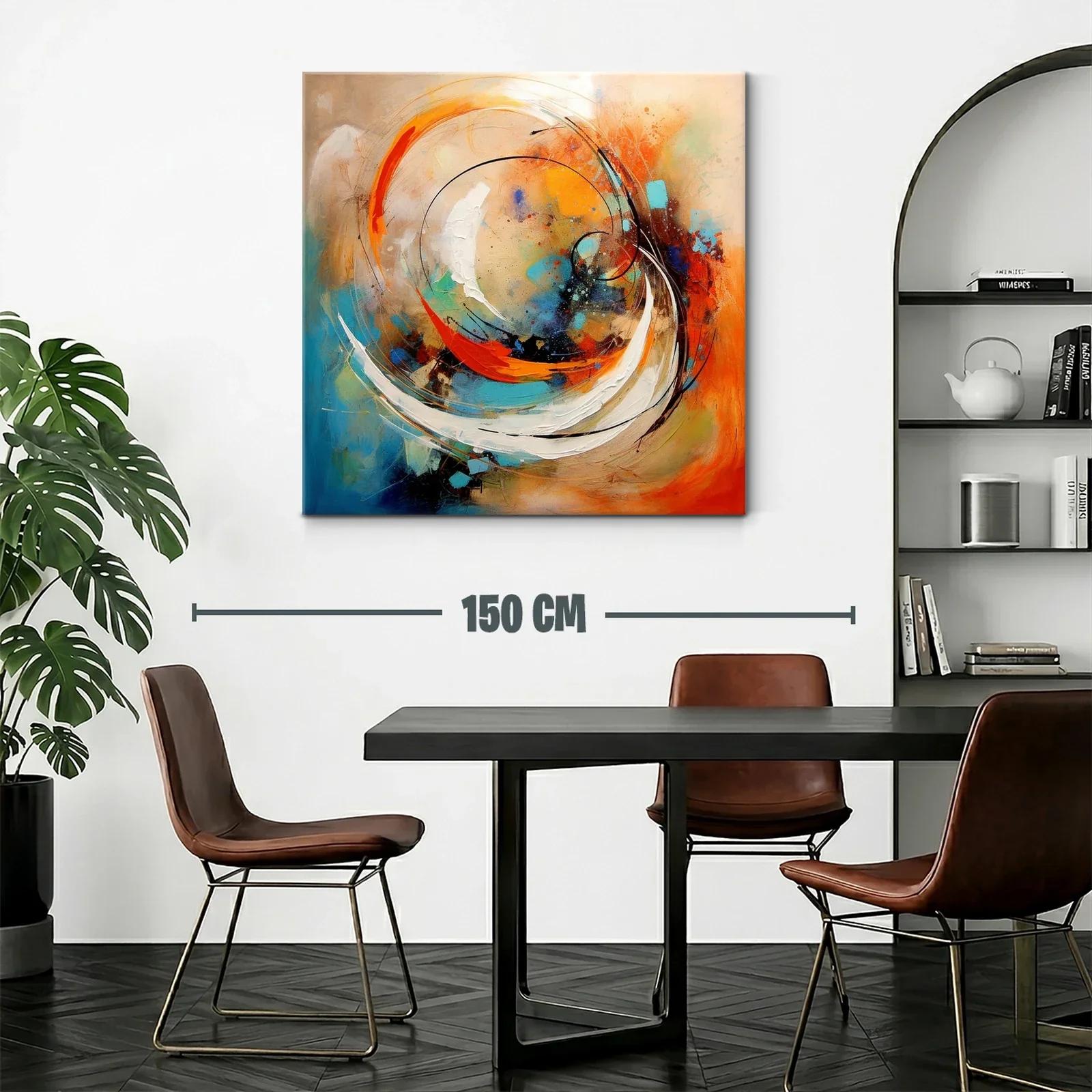 Cuadro abstracto con vibrantes tonos naranja y azul — miniatura 2