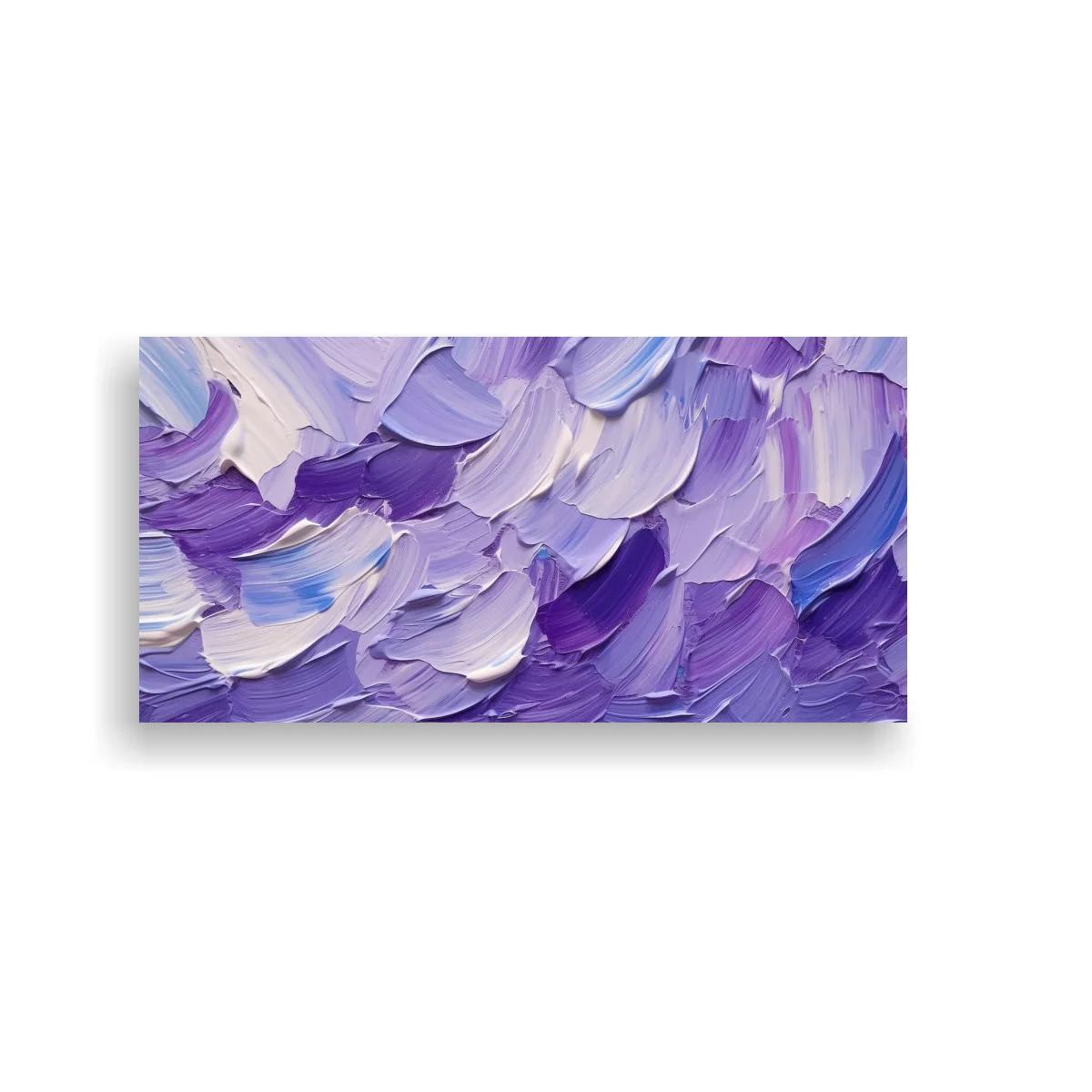 Cuadro abstracto de pinceladas violetas con ritmo ondulante
