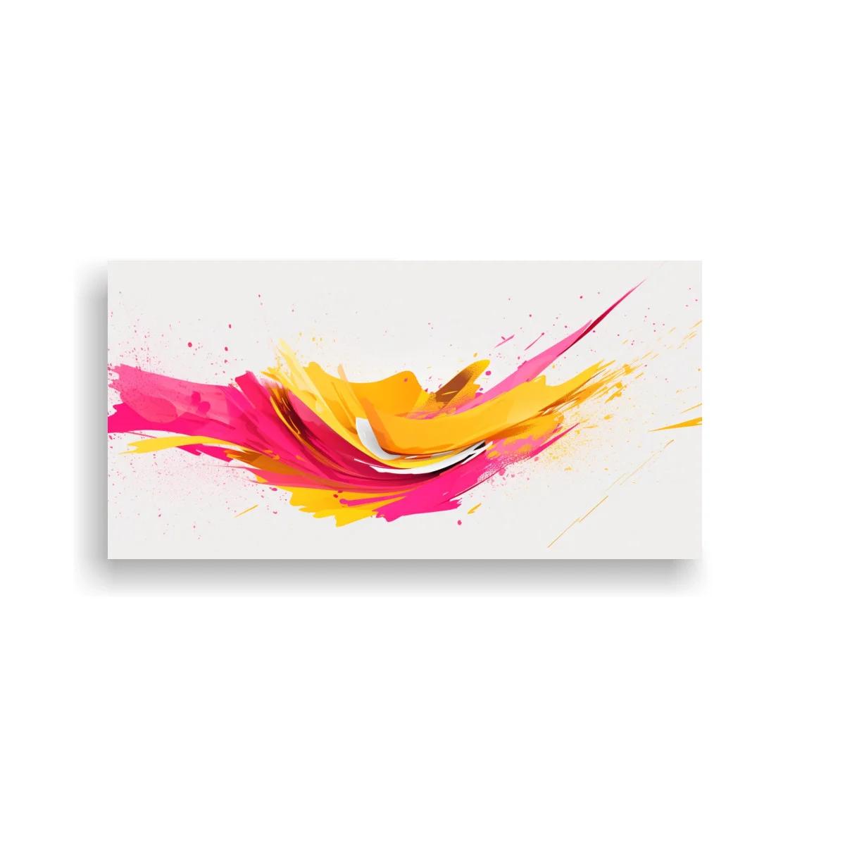 Cuadro pincelada abstracta rosa y dorada