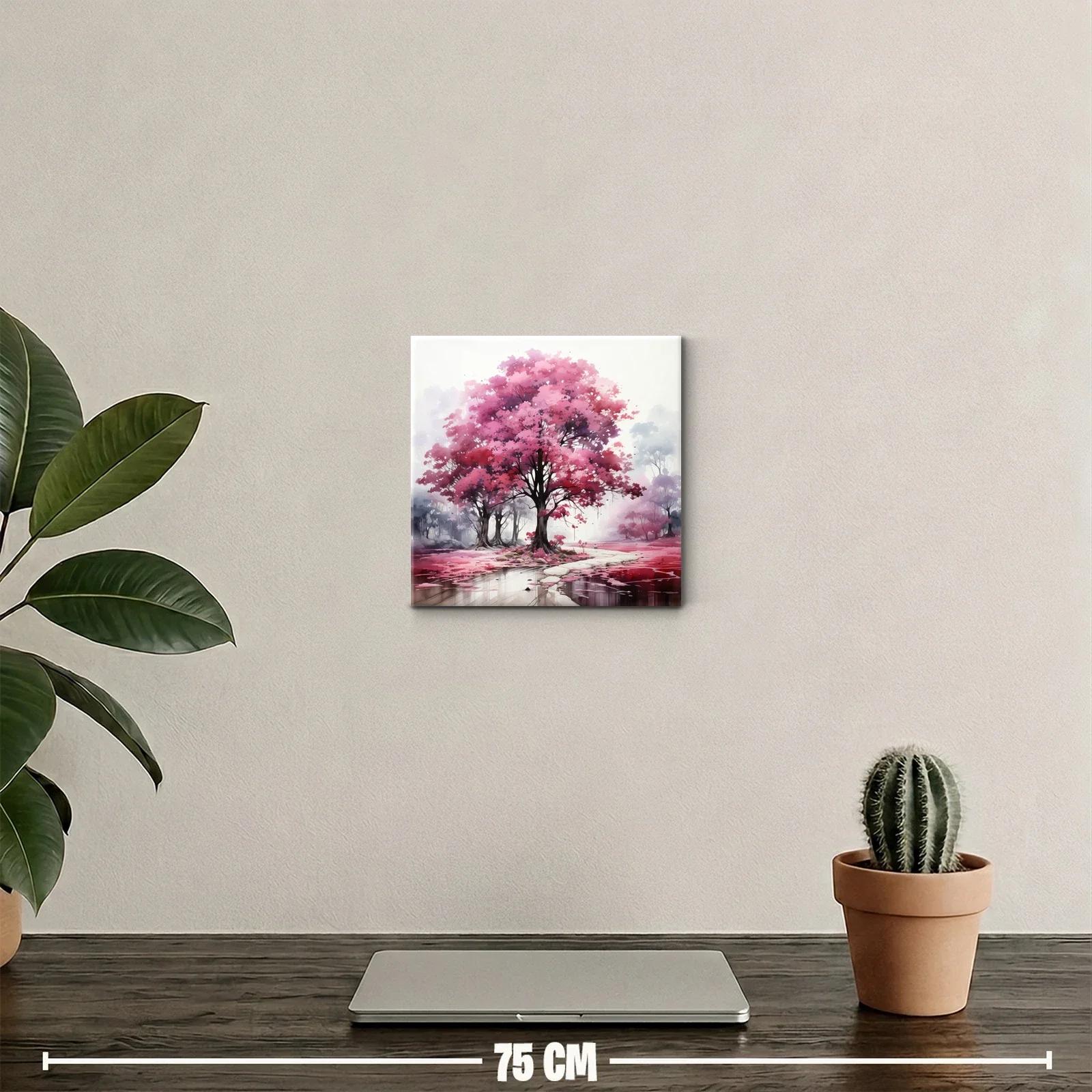 Bosque encantado con árboles de flores rosa vibrante — miniatura 2