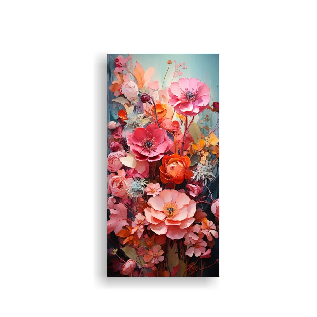 Cuadro ramo de flores rosadas con rosas en espiral