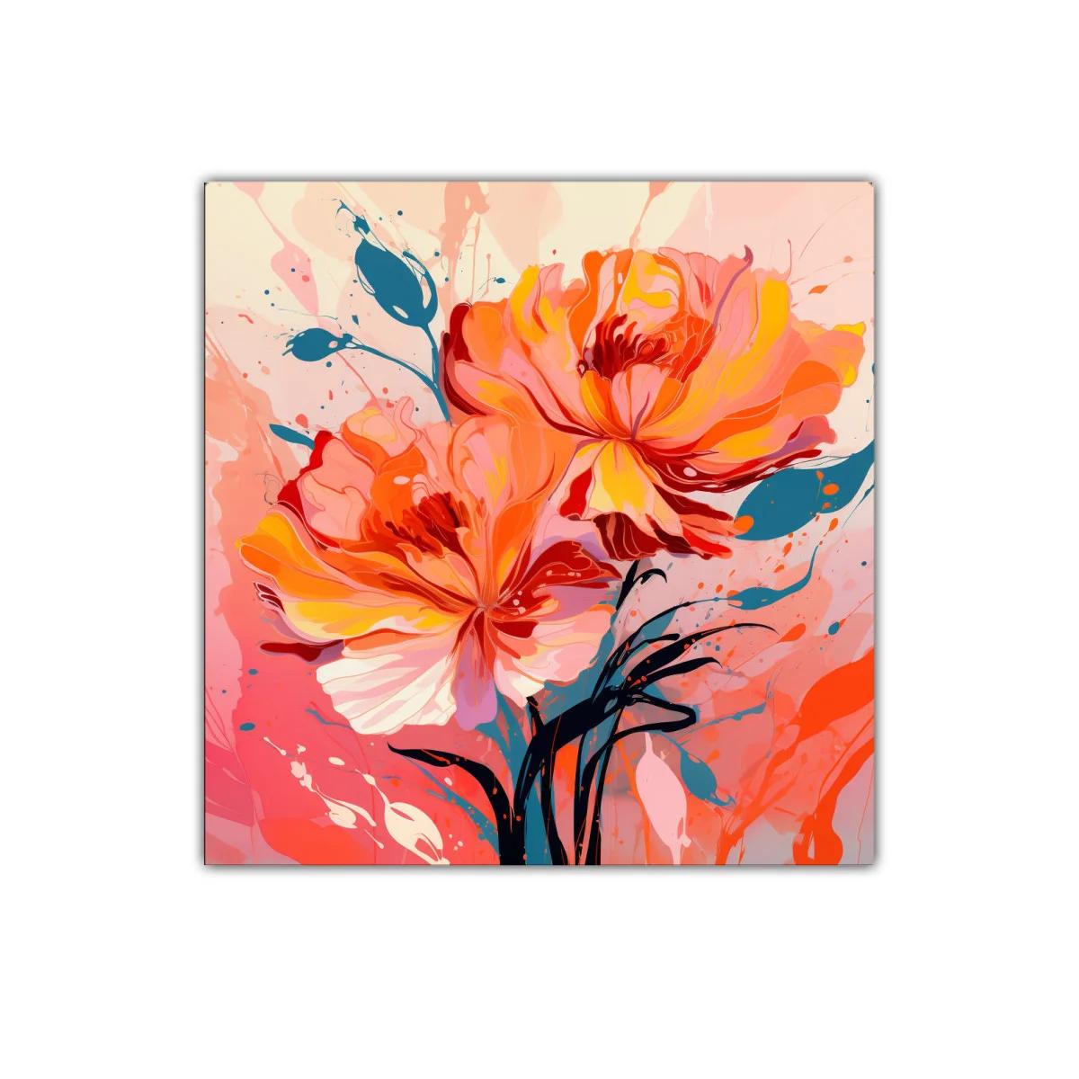 Cuadro decorativo con flores vibrantes en tonos cálidos — imagen principal
