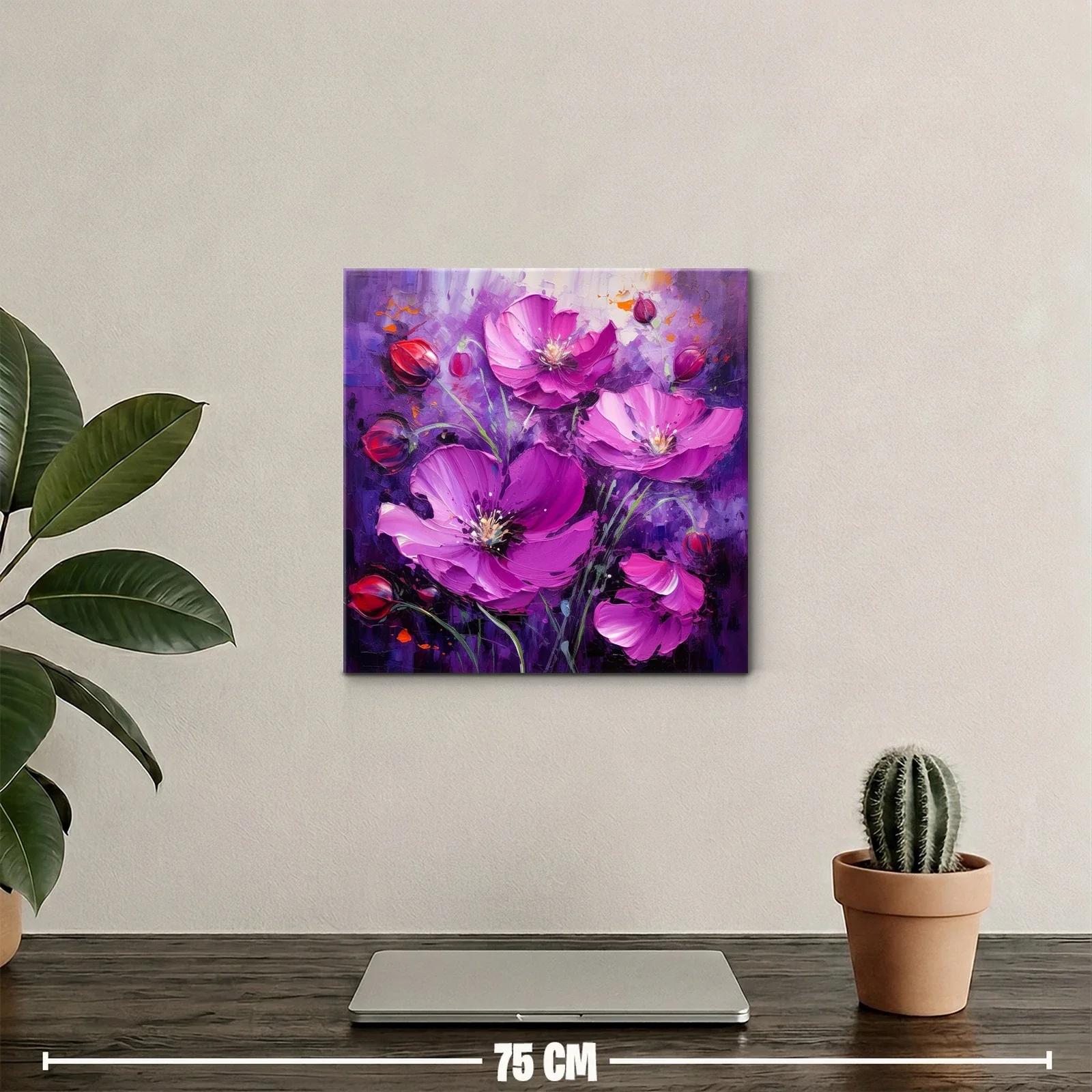 Cuadro floral en tonos violetas y fucsias vibrantes — miniatura 2