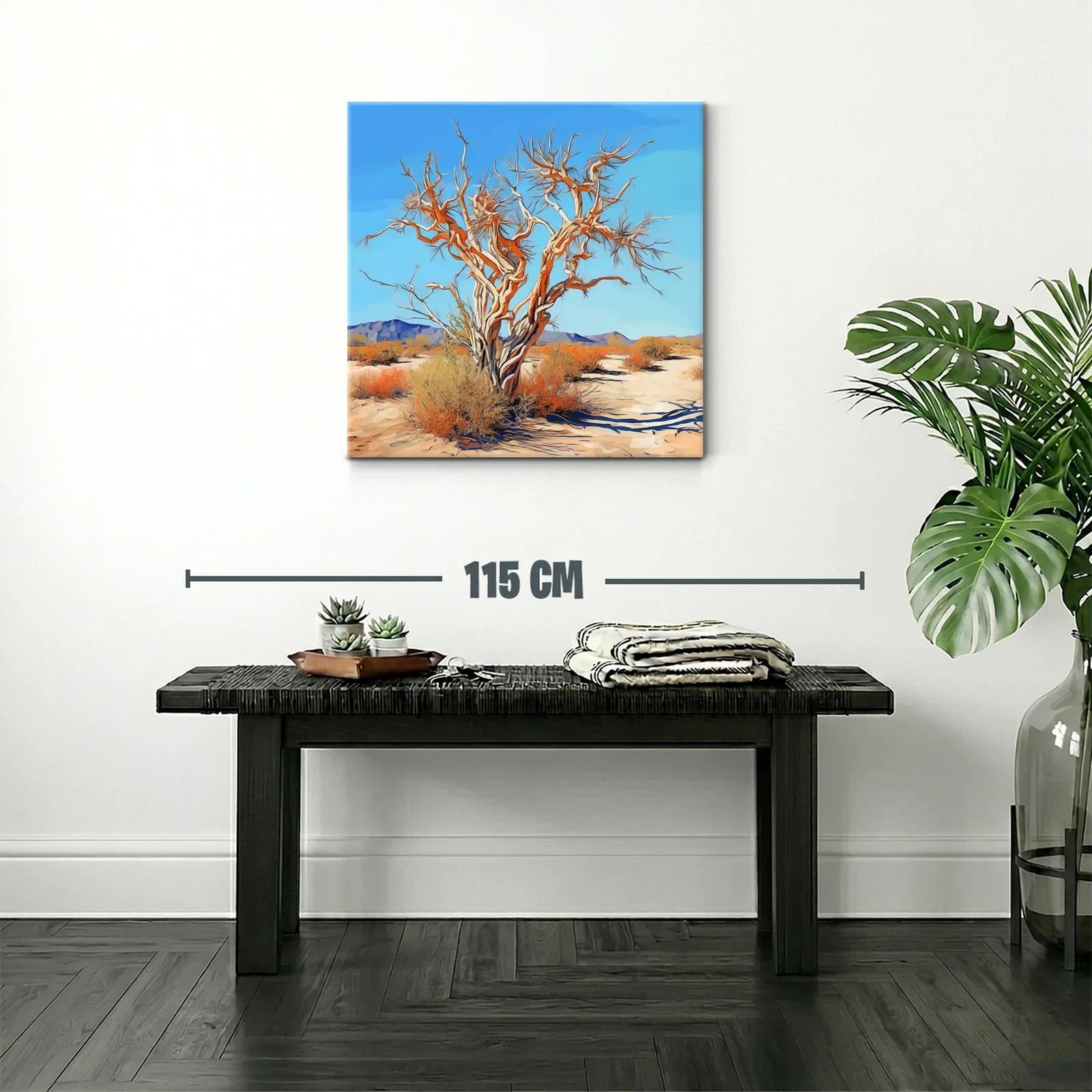 Árbol retorcido en paisaje desértico bajo cielo azul claro — miniatura 2