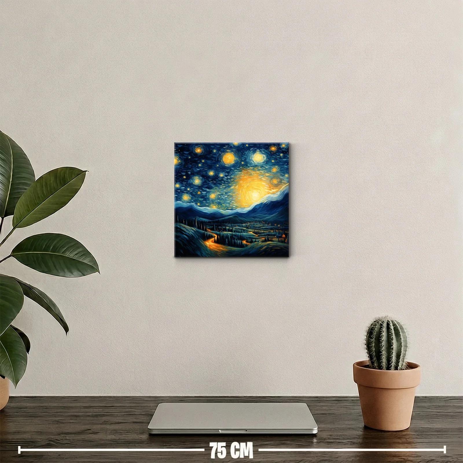 Paisaje nocturno con cielo estrellado vibrante y montañas — miniatura 2