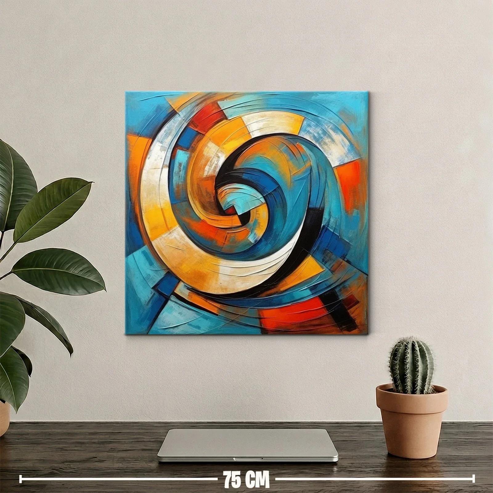 Cuadro abstracto espiral con tonos vibrantes y dinámicos — miniatura 2