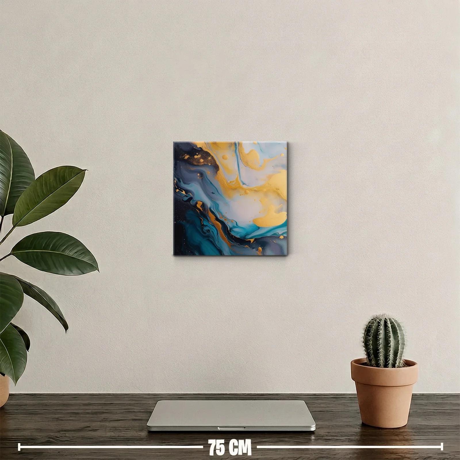 Cuadro Abstracto con Tonos Dorados y Azules Profundos — miniatura 2
