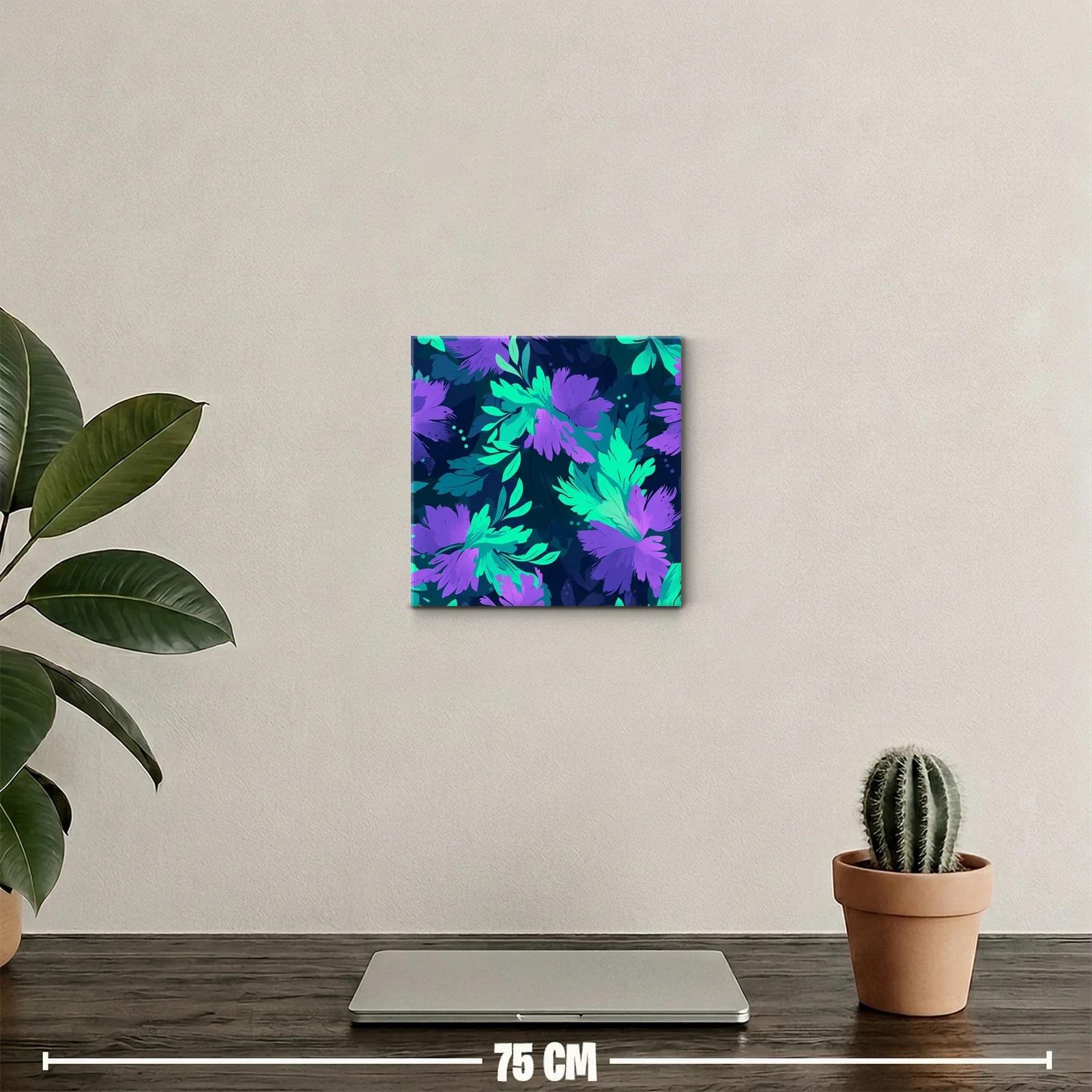 Cuadro Floral Vibrante en Tonos Morados y Verdes — miniatura 2