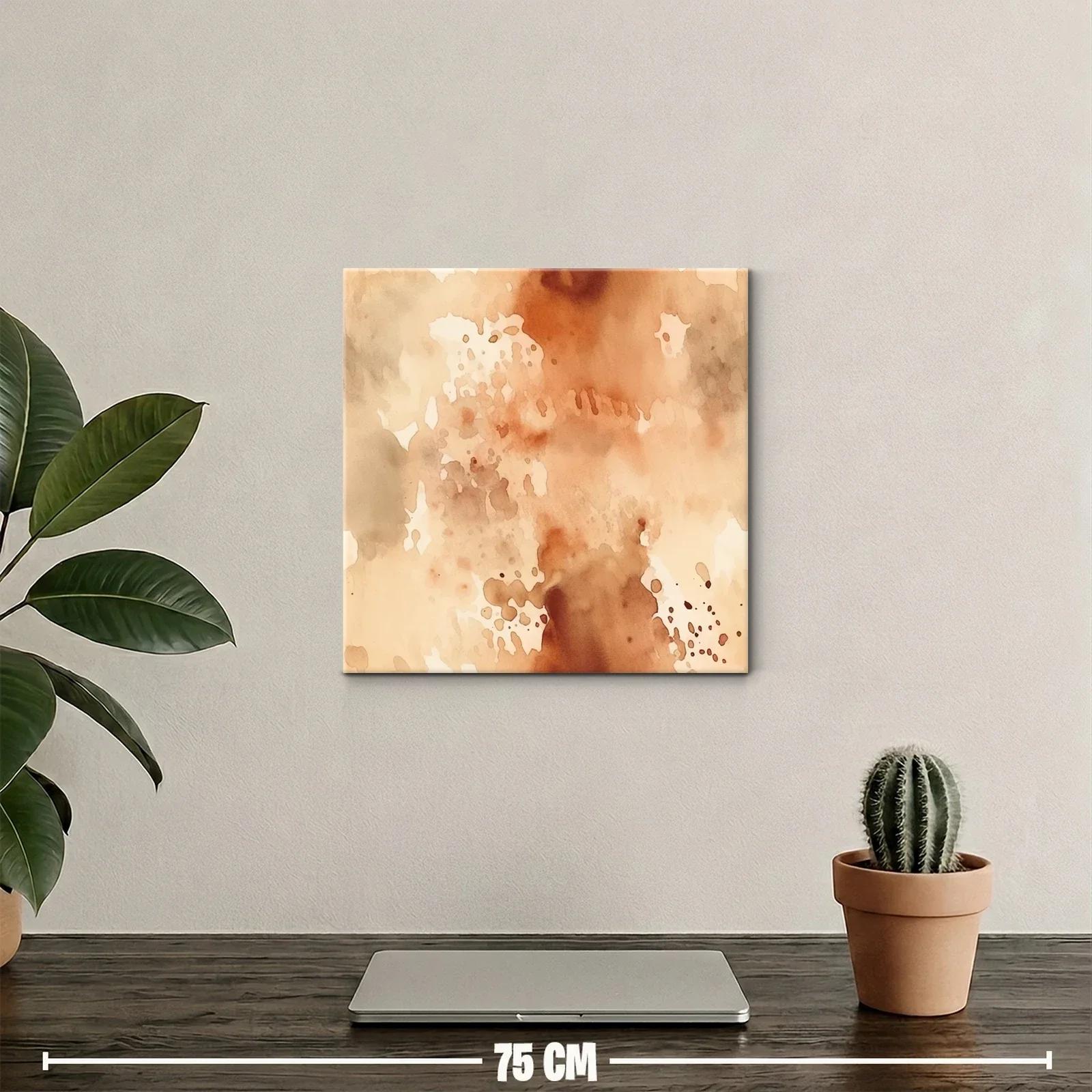 Cuadro abstracto tonos cálidos tierra y beige — miniatura 2