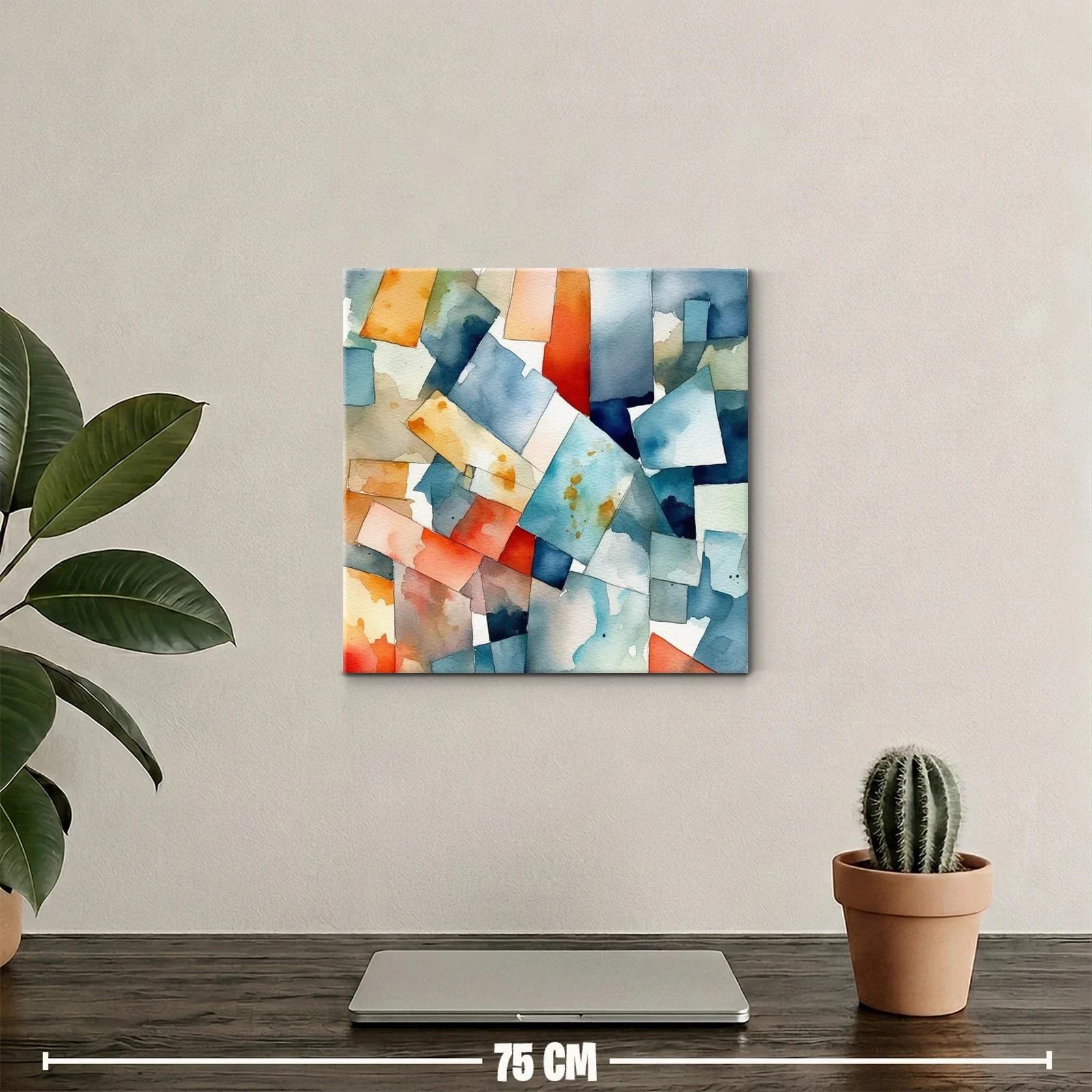 Composición abstracta con tonos cálidos y fríos vibrantes — miniatura 2