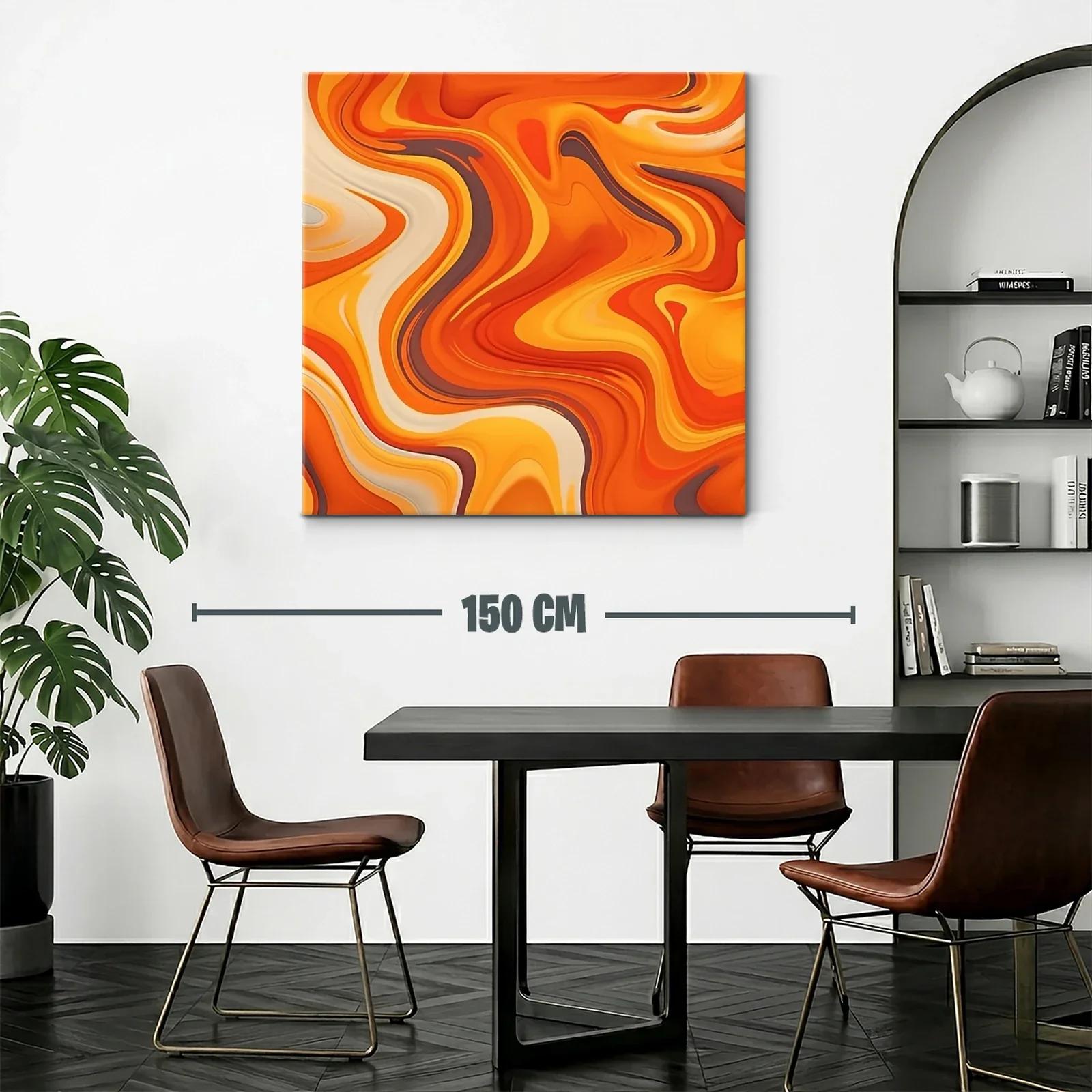 Cuadro abstracto con vibrantes tonos cálidos y formas fluidas — miniatura 2