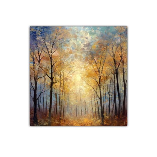 Bosque dorado iluminado con luz cálida de otoño