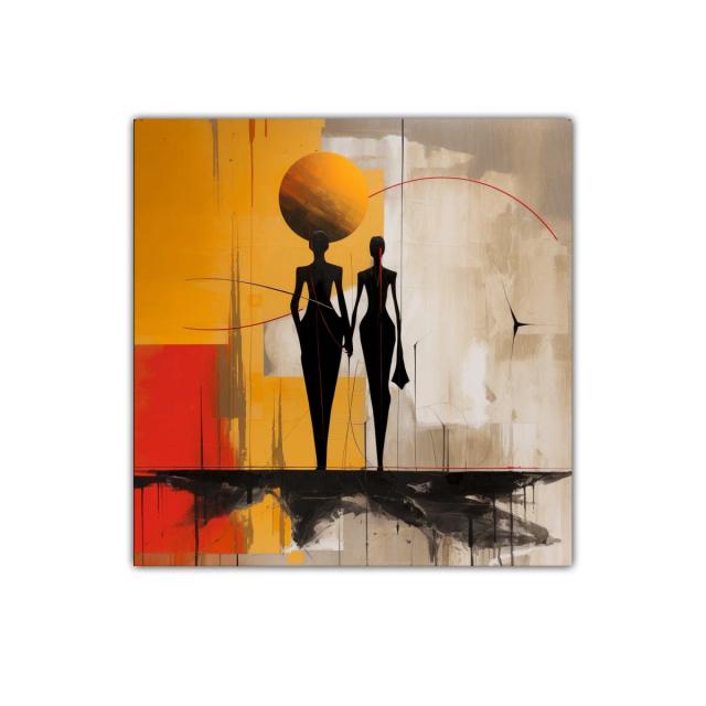 Contemplación en siluetas negras y tonos cálidos