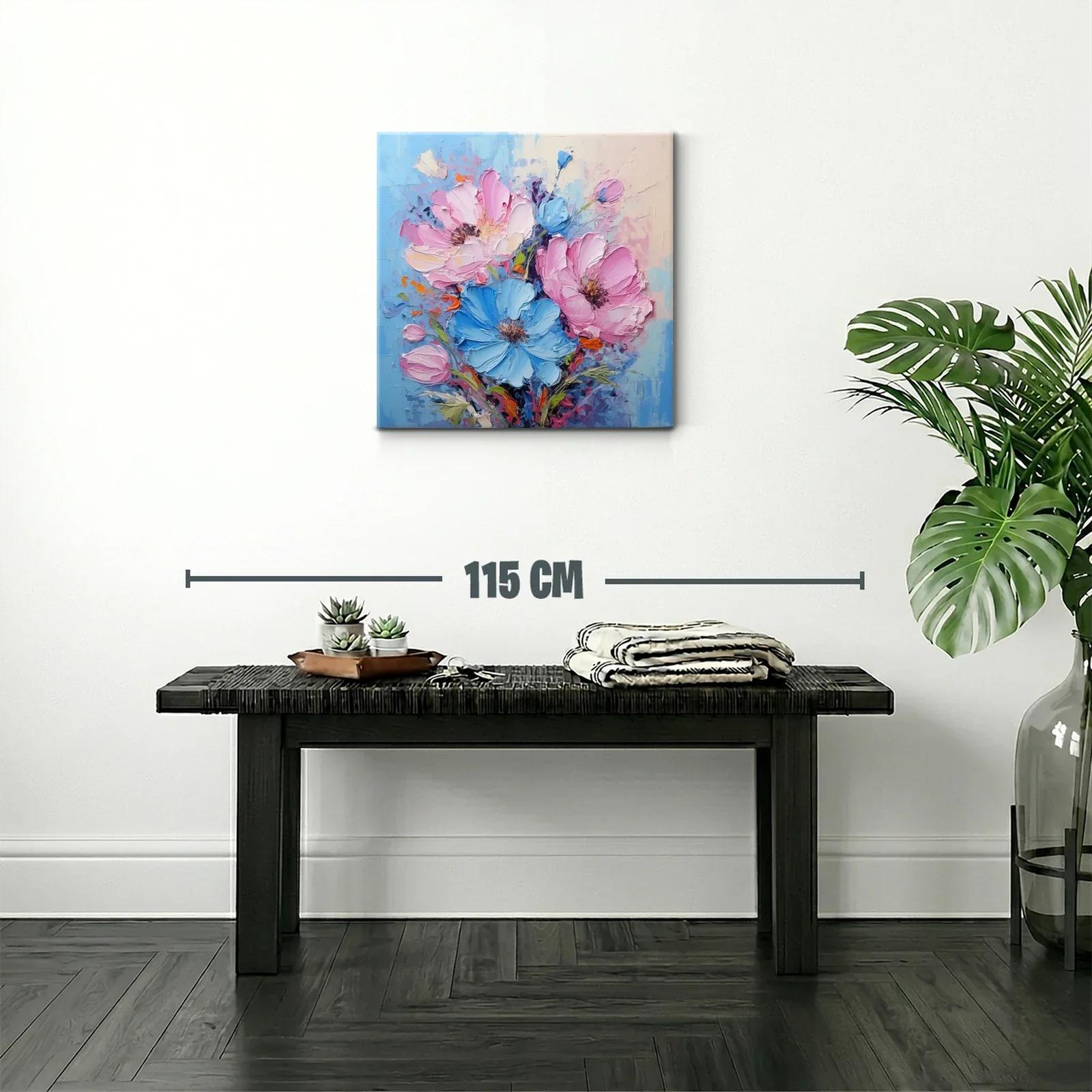 Ramo de flores vibrantes en tonos azules y rosas — miniatura 2