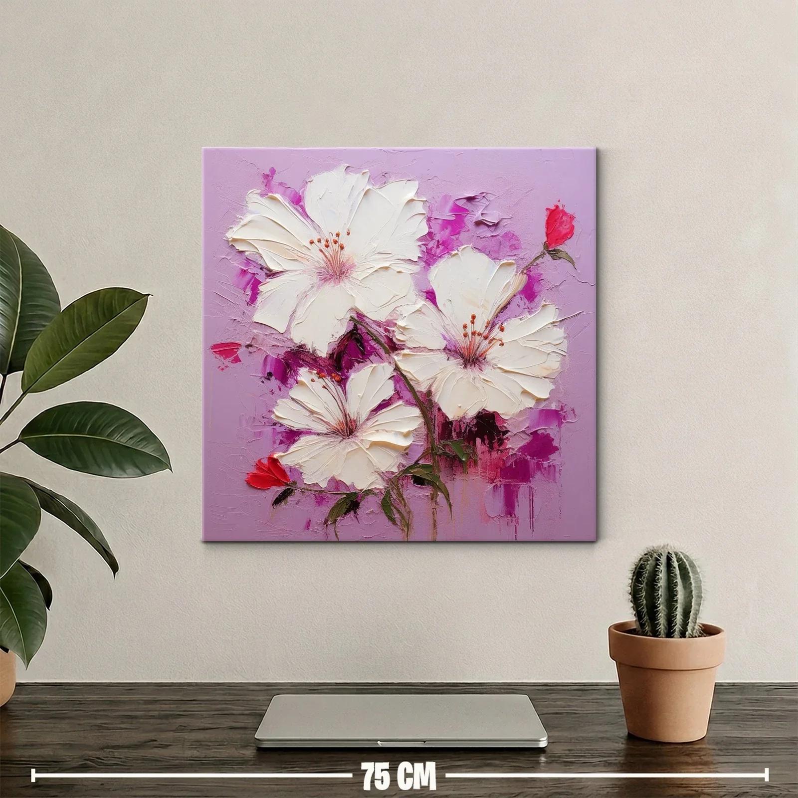 Elegantes flores blancas sobre fondo lavanda vibrante — miniatura 2