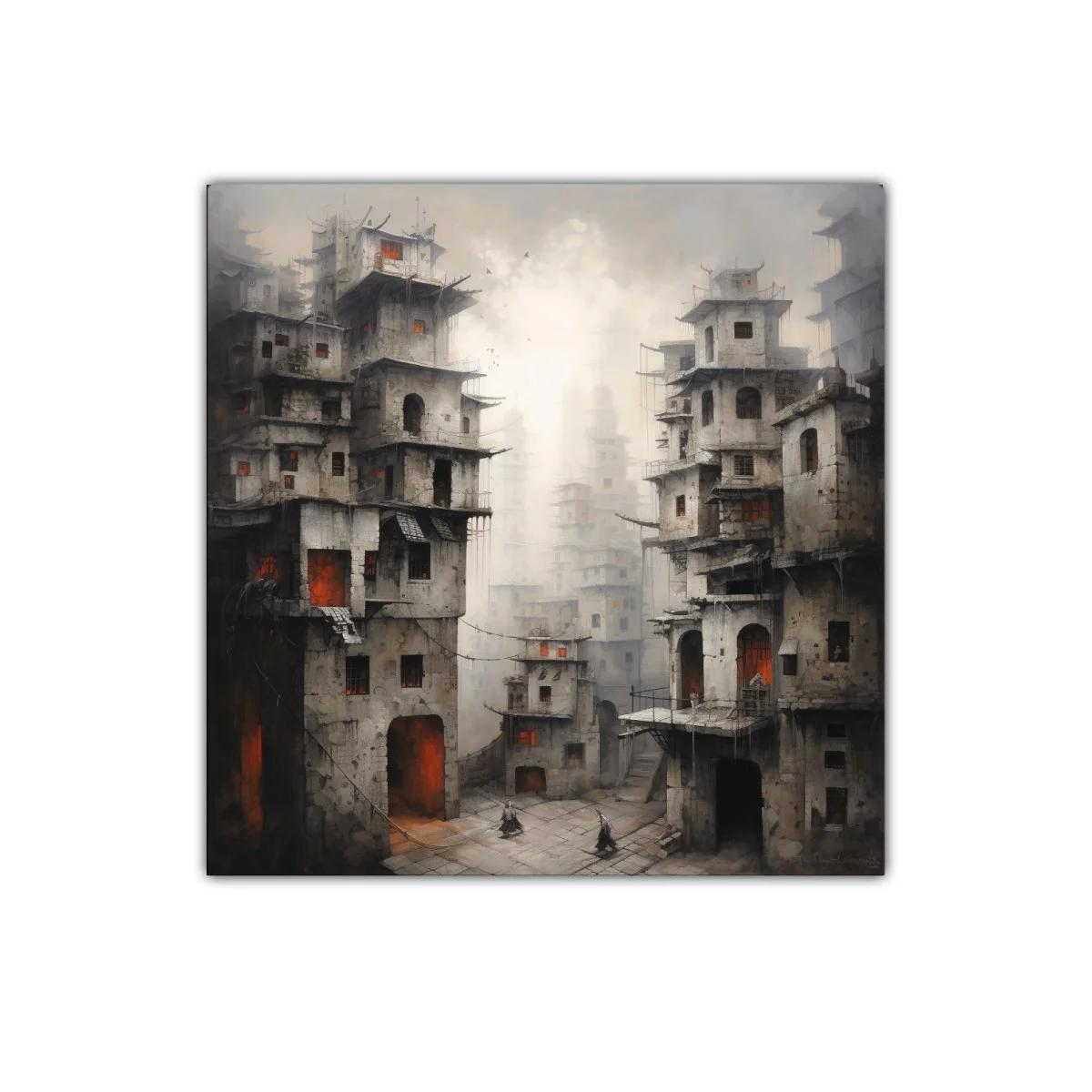 Ciudad misteriosa con arquitectura antigua y luz cálida — imagen principal