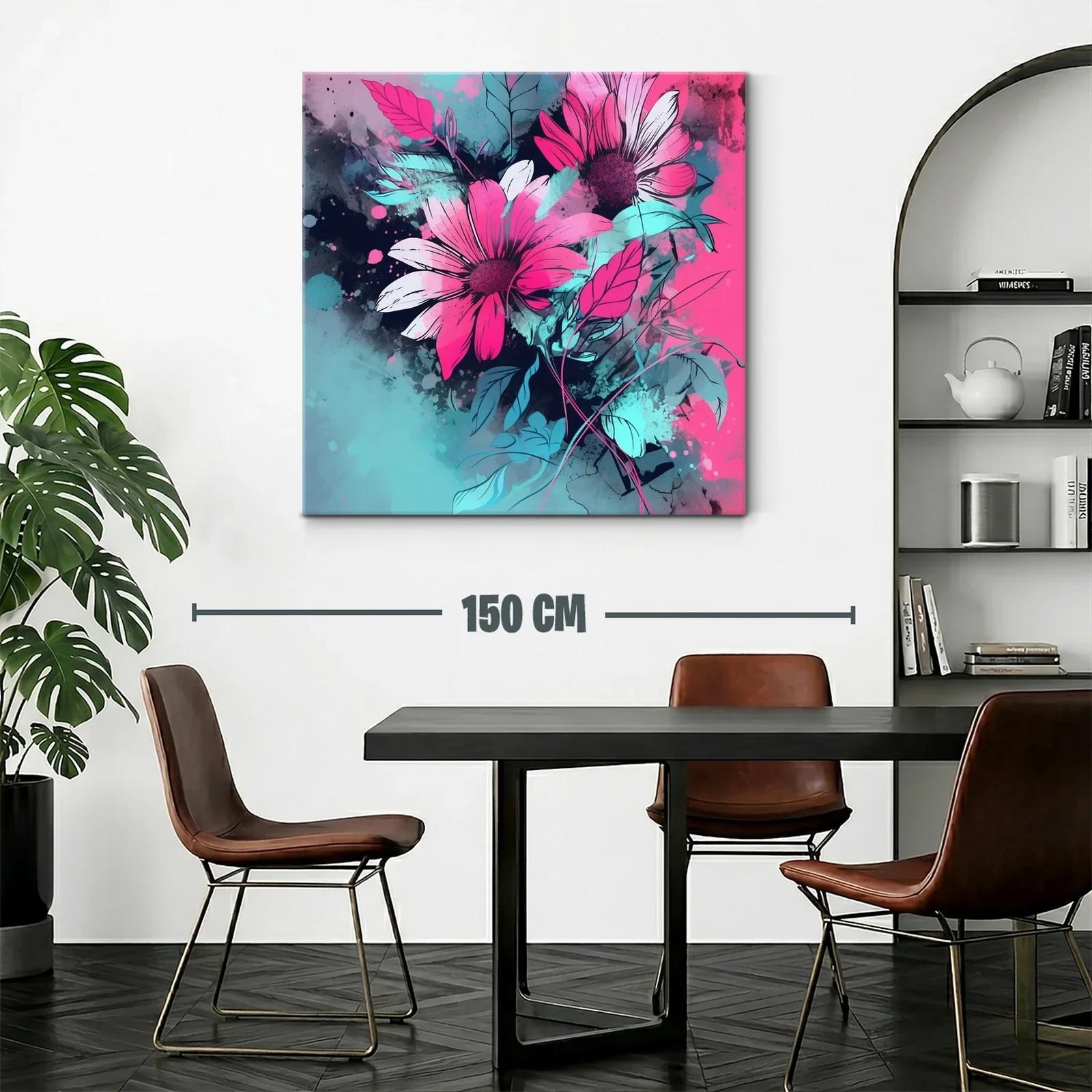 Flores vibrantes en tonos fucsia y azul turquesa — miniatura 2