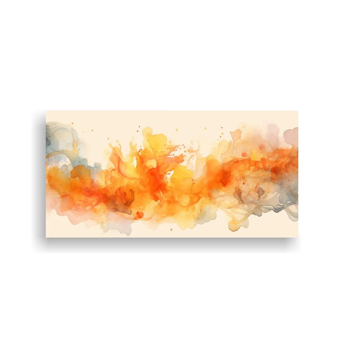 Cuadro nube de humo naranja con salpicaduras doradas