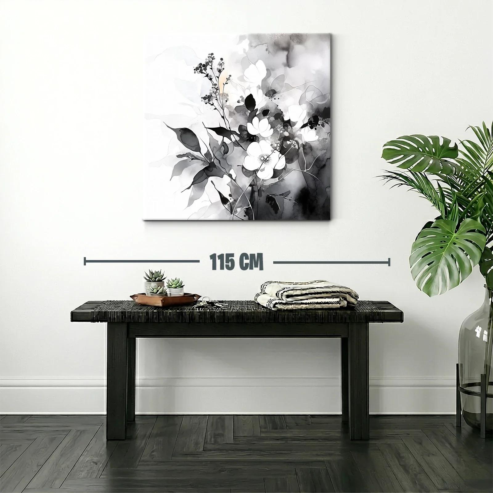 Arte floral en tonos suaves en blanco y negro — miniatura 2